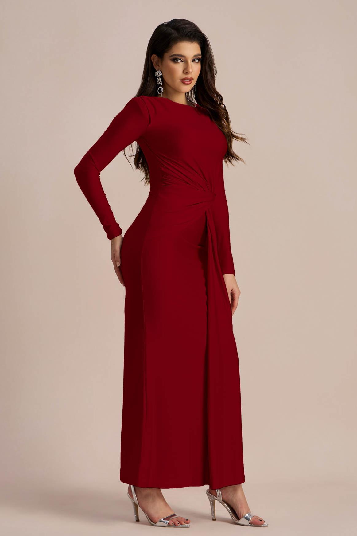 Amanda Long Sleeve Twist Front Maxi Dress-purelyfable