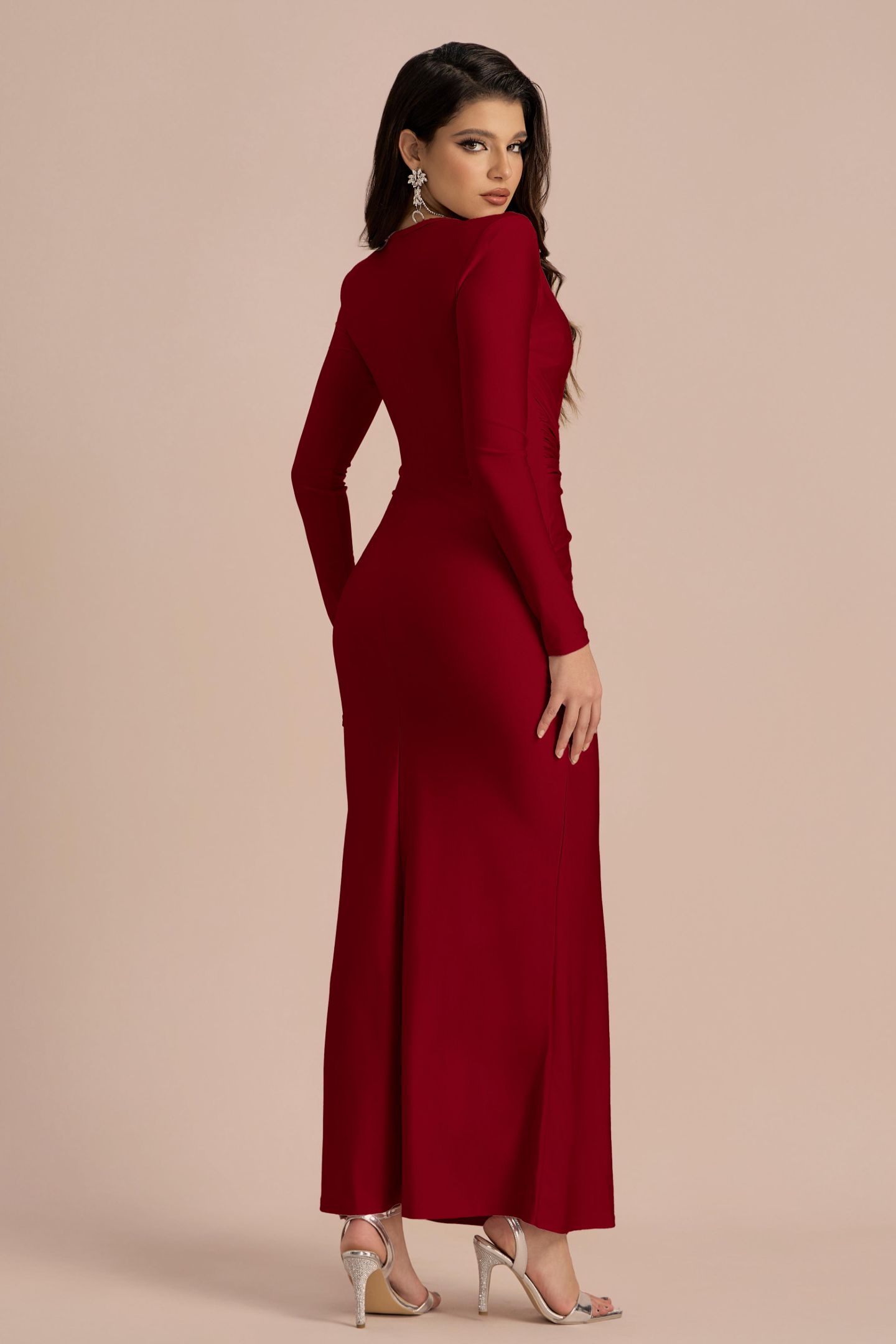 Amanda Long Sleeve Twist Front Maxi Dress-purelyfable
