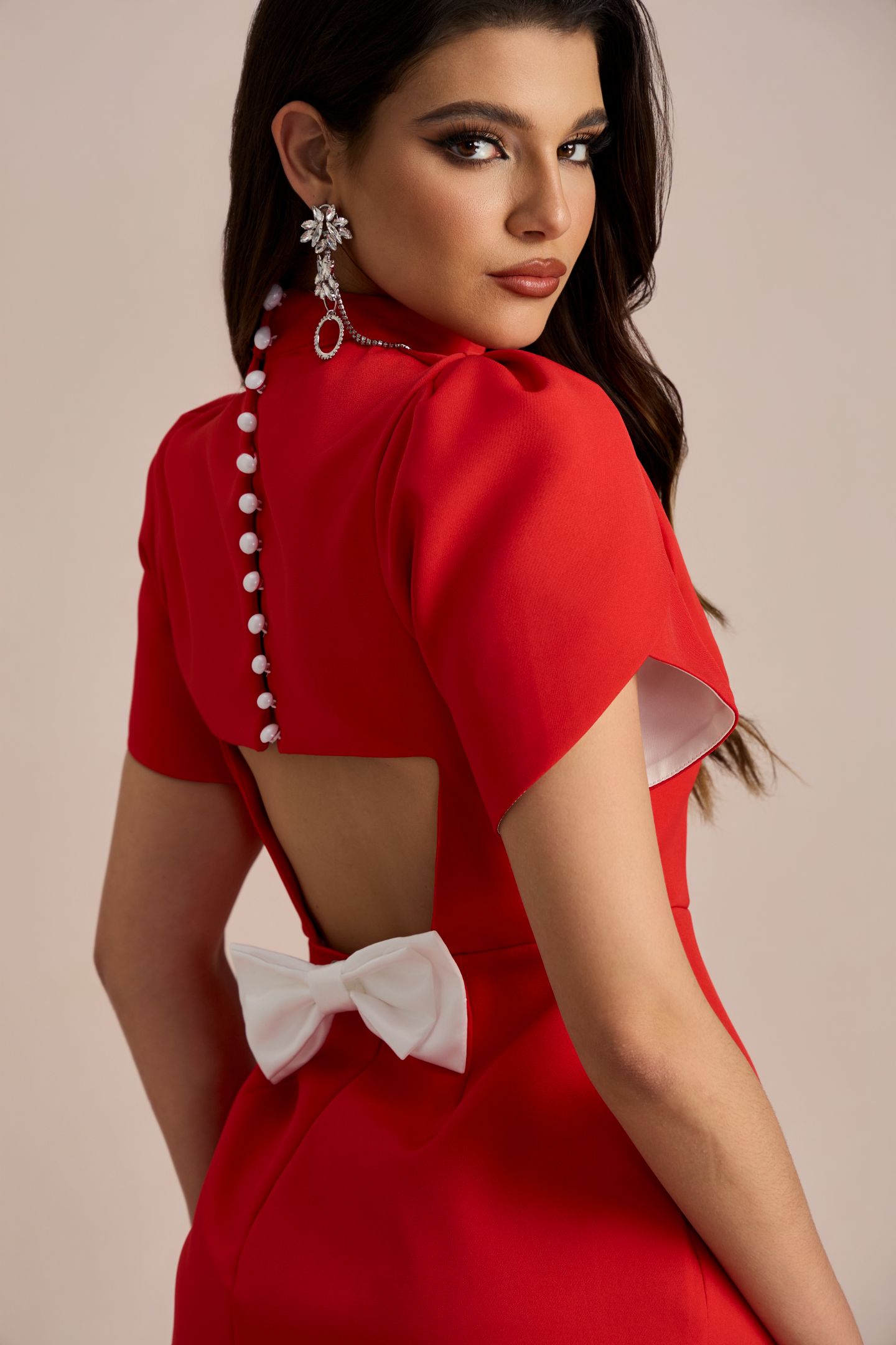 Adela Cut-out Bowknot Mini Dress-purelyfable
