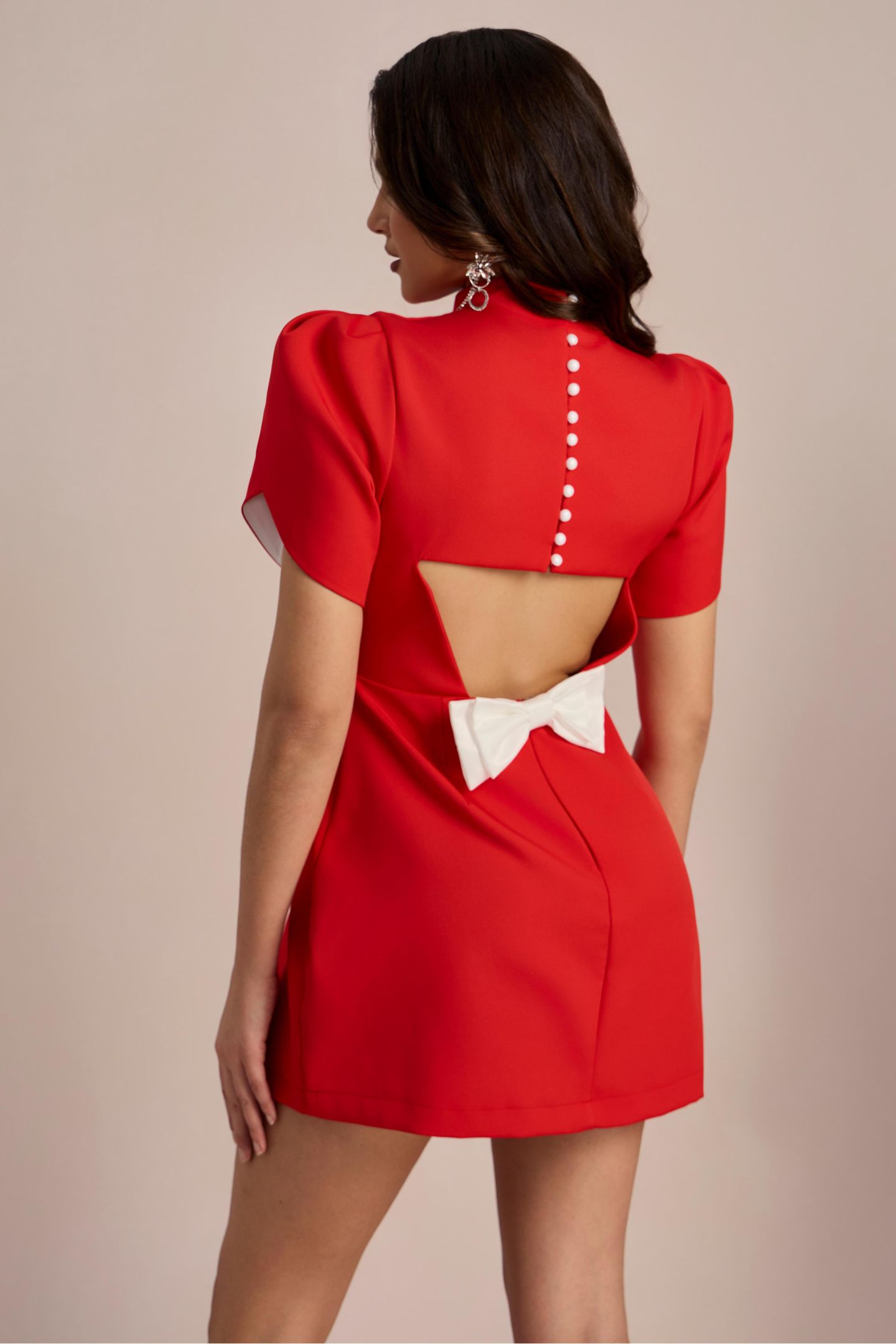 Adela Cut-out Bowknot Mini Dress-purelyfable