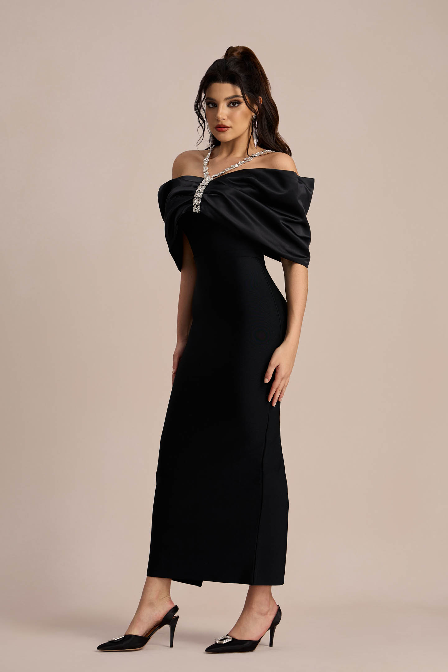 Alva Off Shoulder Diamante Maxi Dress-purelyfable