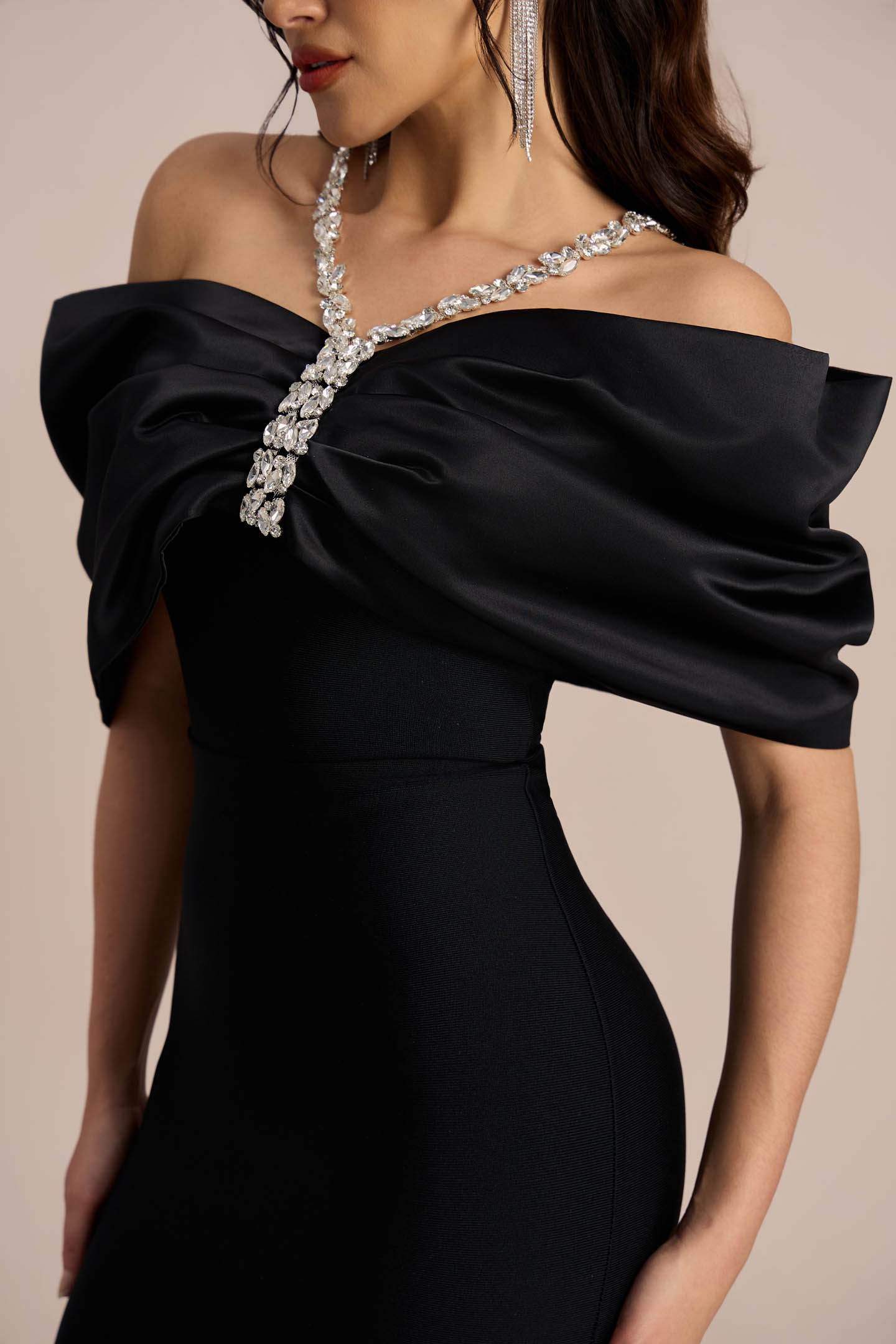 Alva Off Shoulder Diamante Maxi Dress-purelyfable