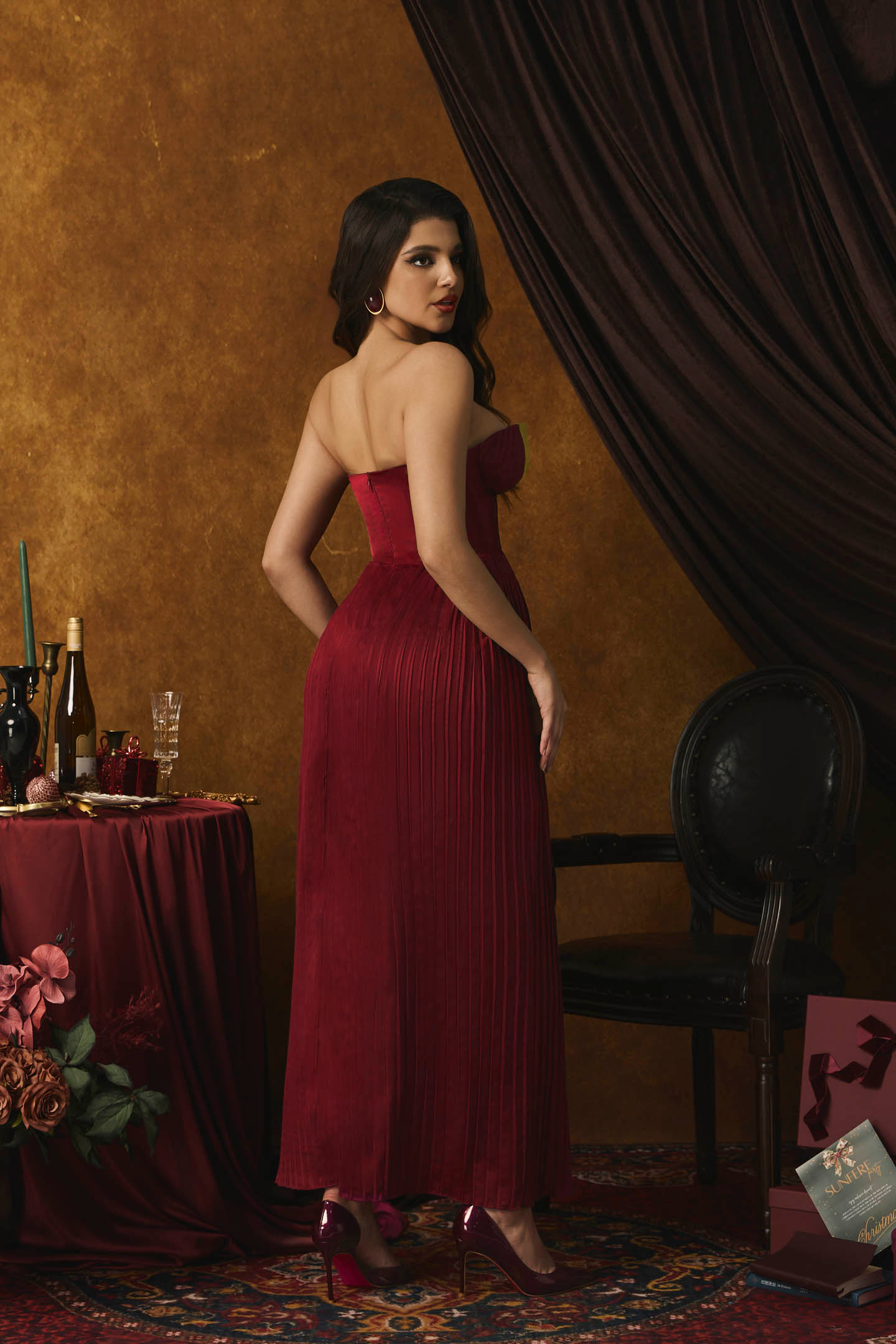 Alice Strappless Pleated Maxi Dress-purelyfable