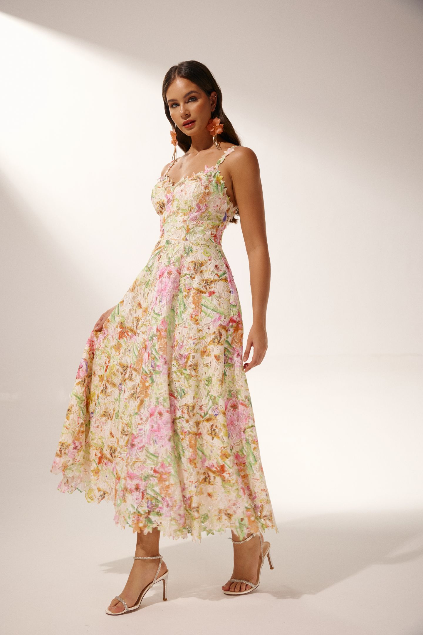 Violet Floral Embroidered Lace Midi Dress-purelyfable