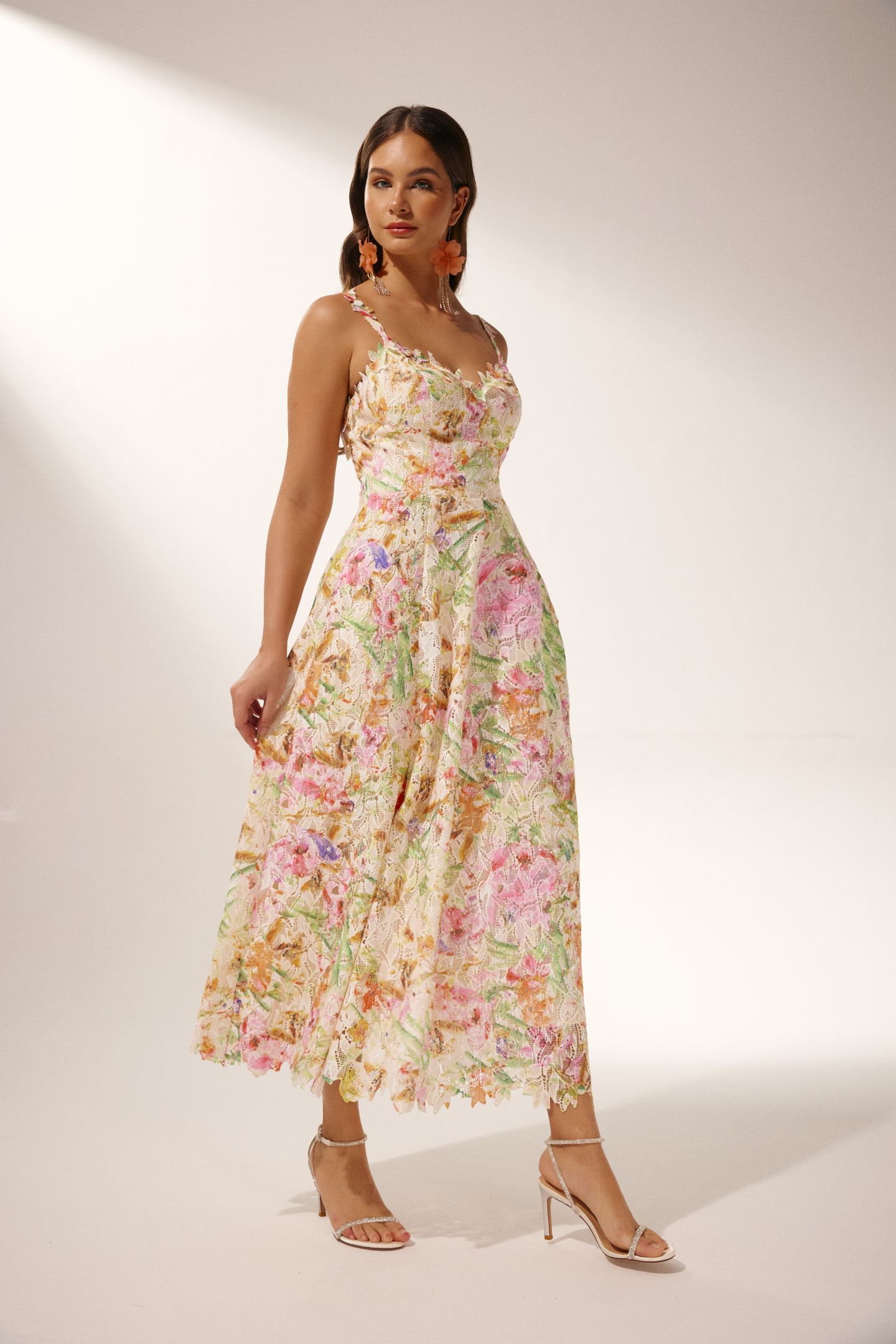 Violet Floral Embroidered Lace Midi Dress-purelyfable