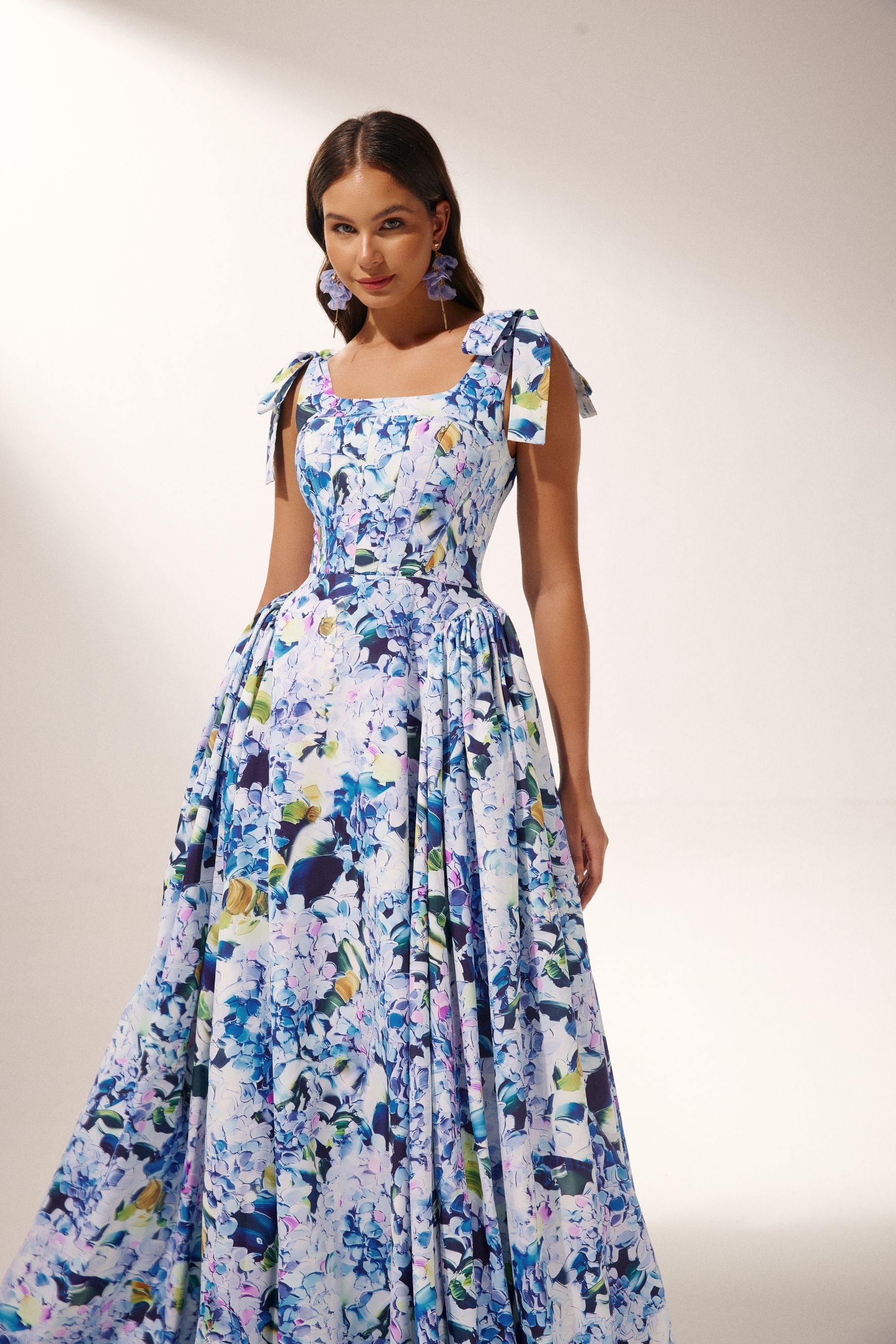 Kacey Hydrangea Printed Strap Maxi Dress-purelyfable