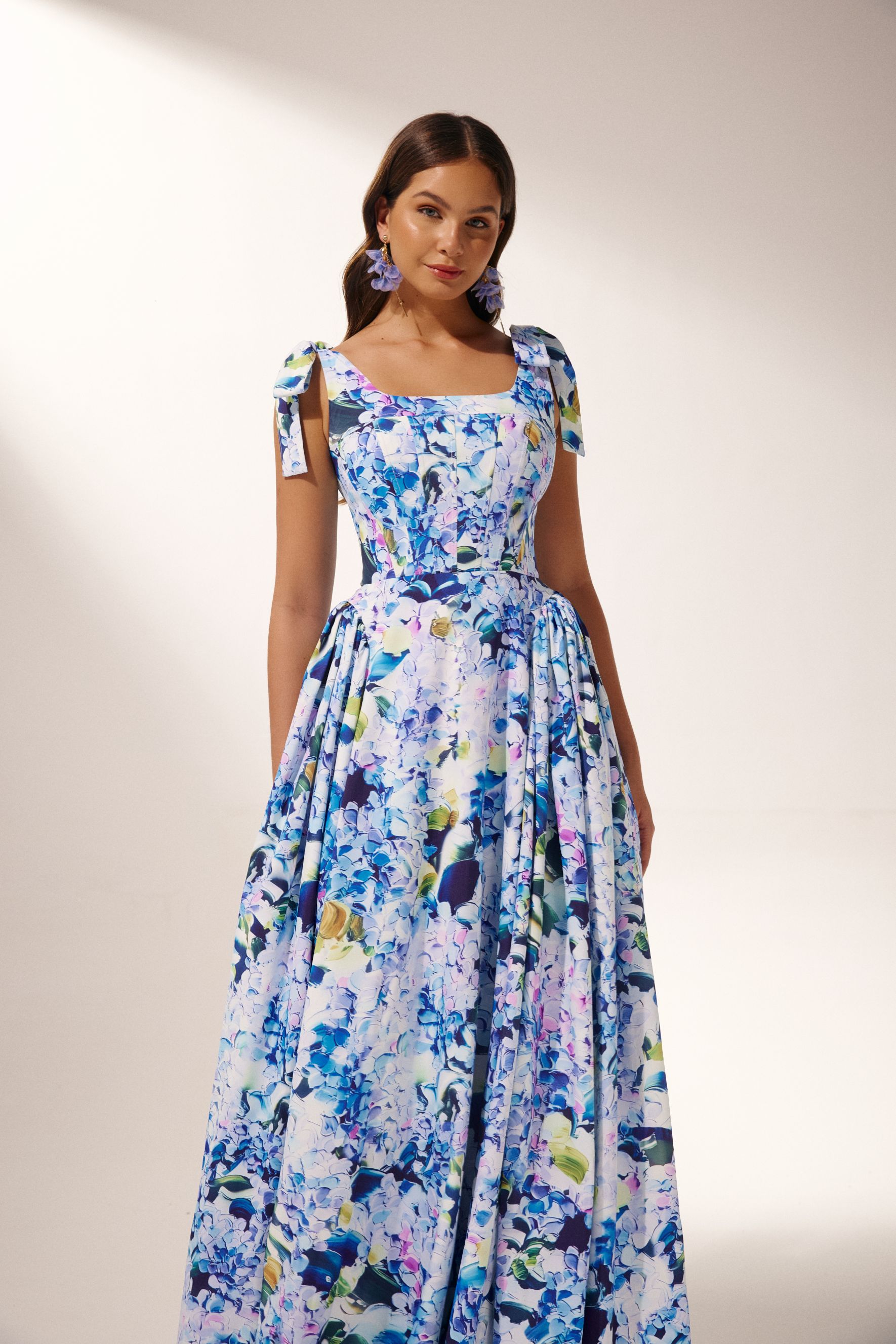 Kacey Hydrangea Printed Strap Maxi Dress-purelyfable