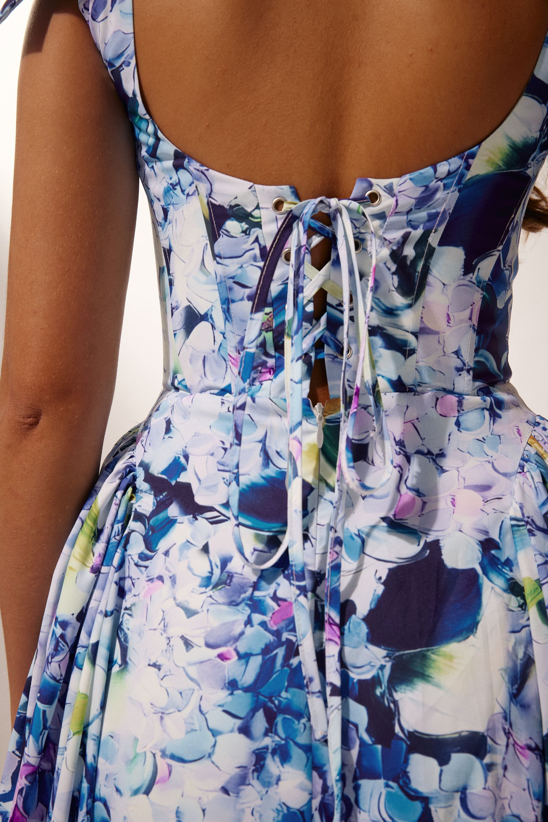 Kacey Hydrangea Printed Strap Maxi Dress-purelyfable