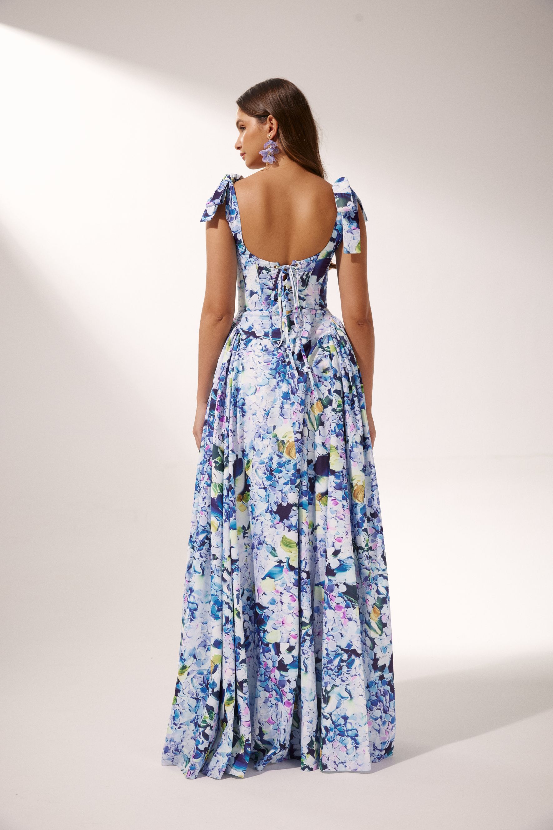 Kacey Hydrangea Printed Strap Maxi Dress-purelyfable