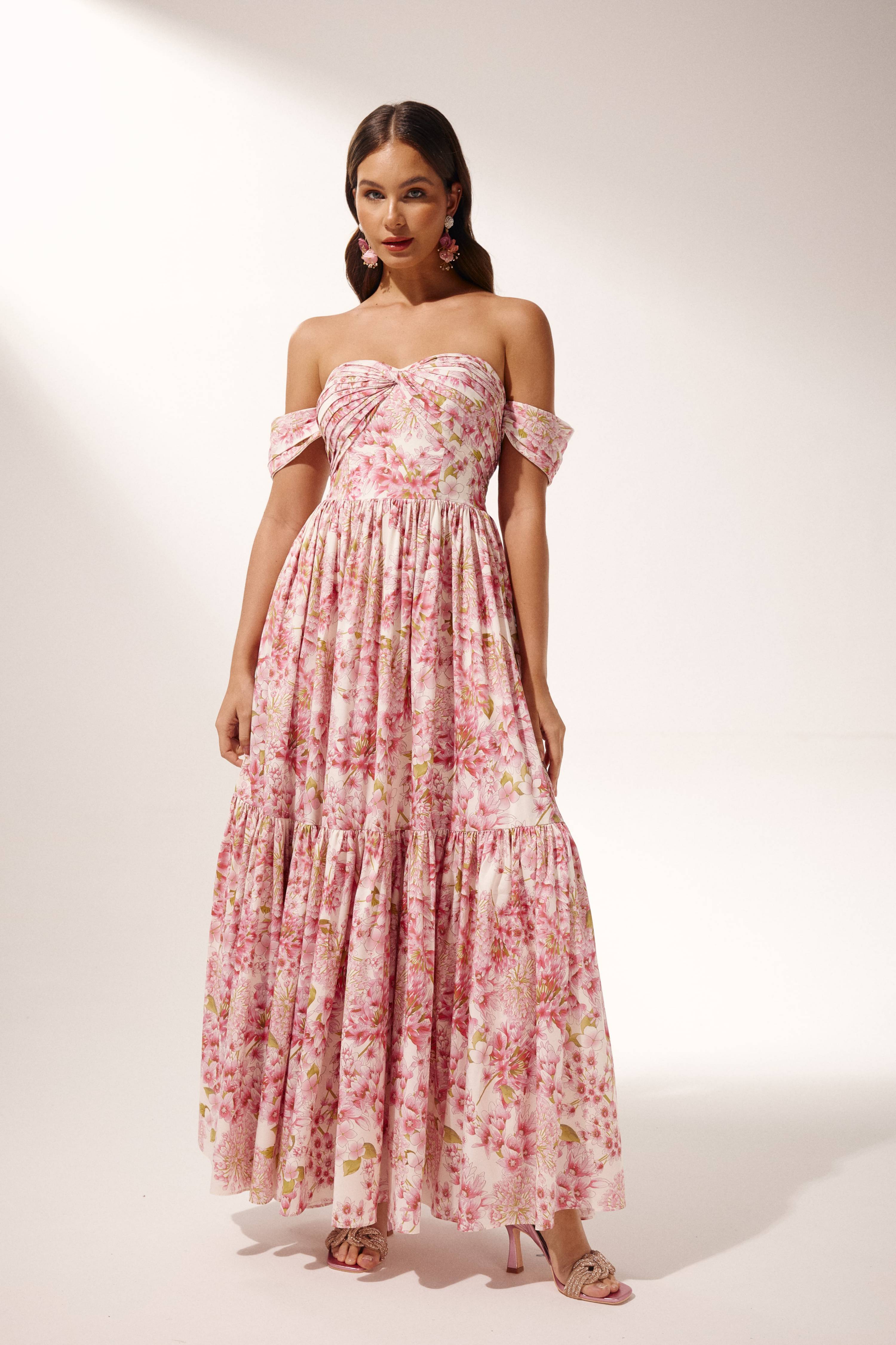 Casey Printed Pleated Midi Dress-purelyfable