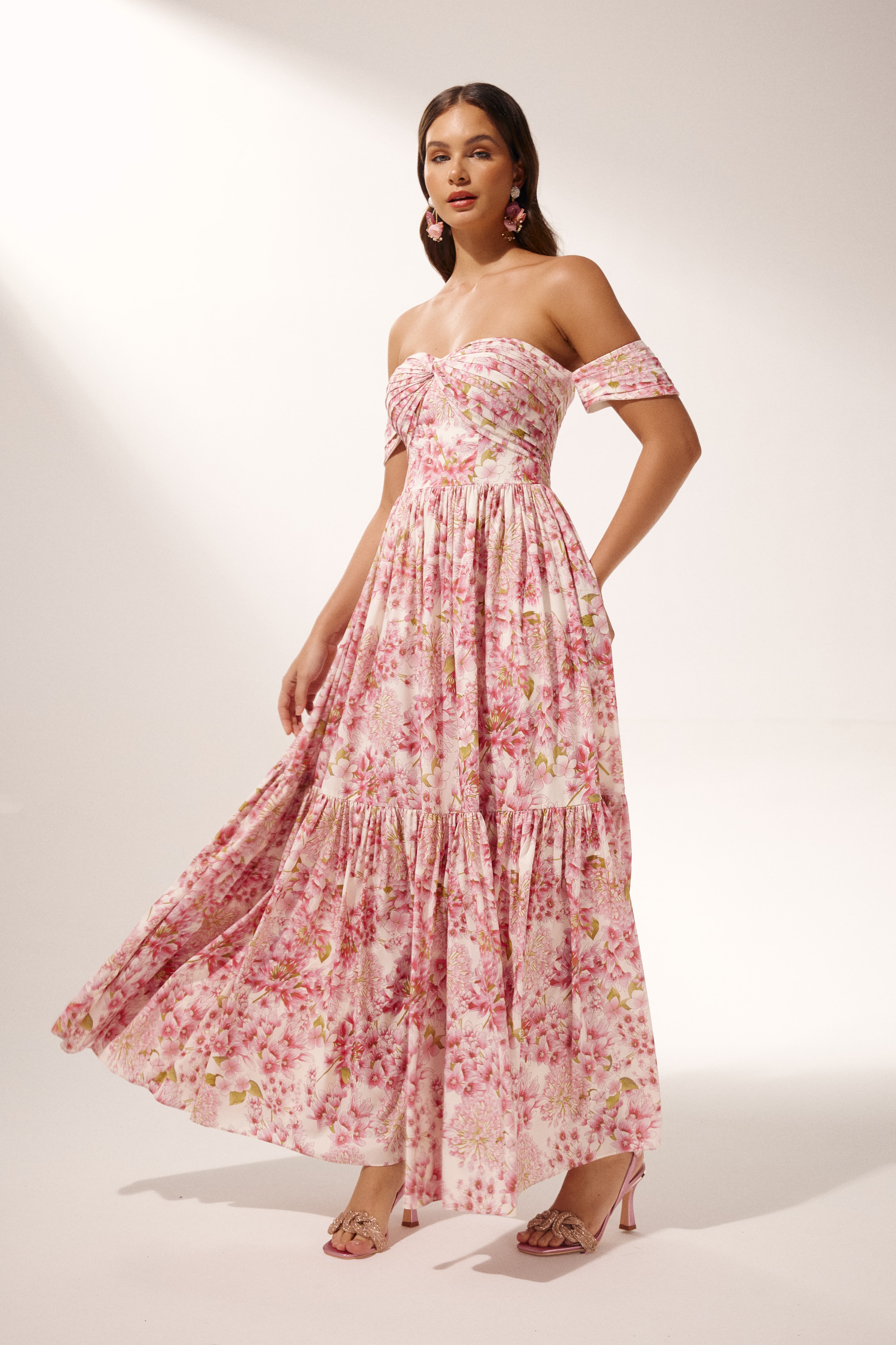 Casey Printed Pleated Midi Dress-purelyfable
