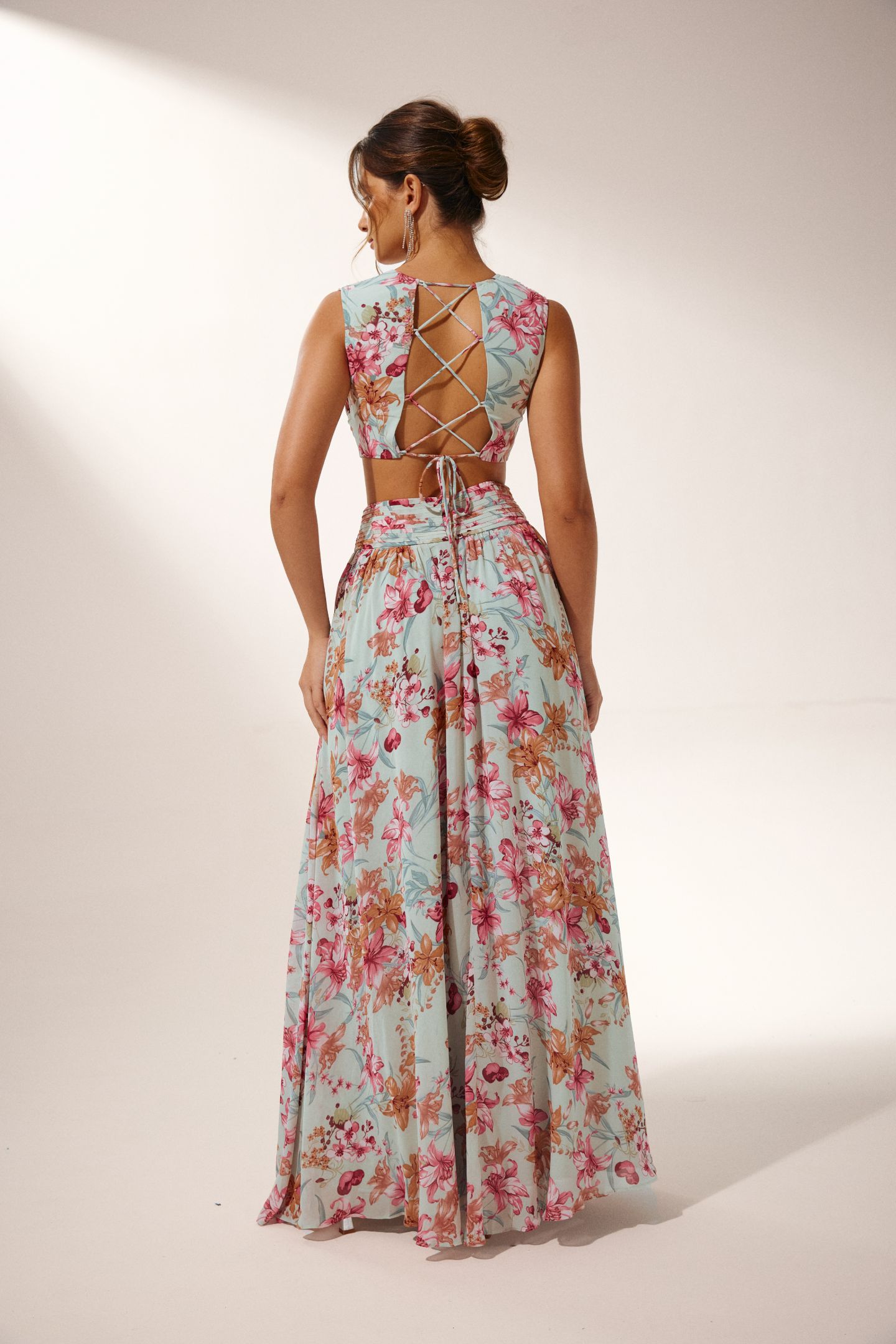 Anila Printed Pleated Ruffle Maxi Dress-purelyfable