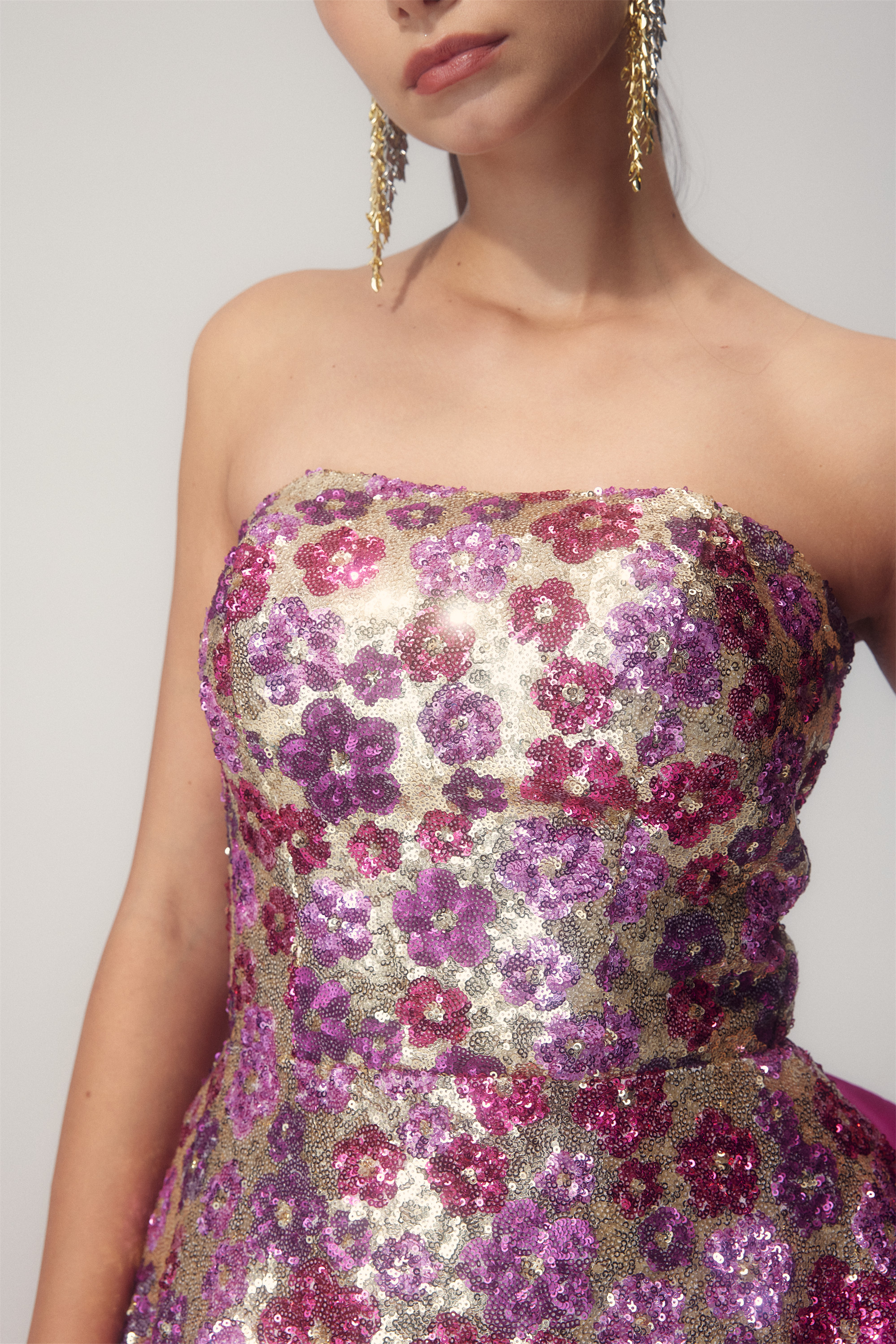 Madeline Flower Sequin Bowknot Mini Dress-purelyfable