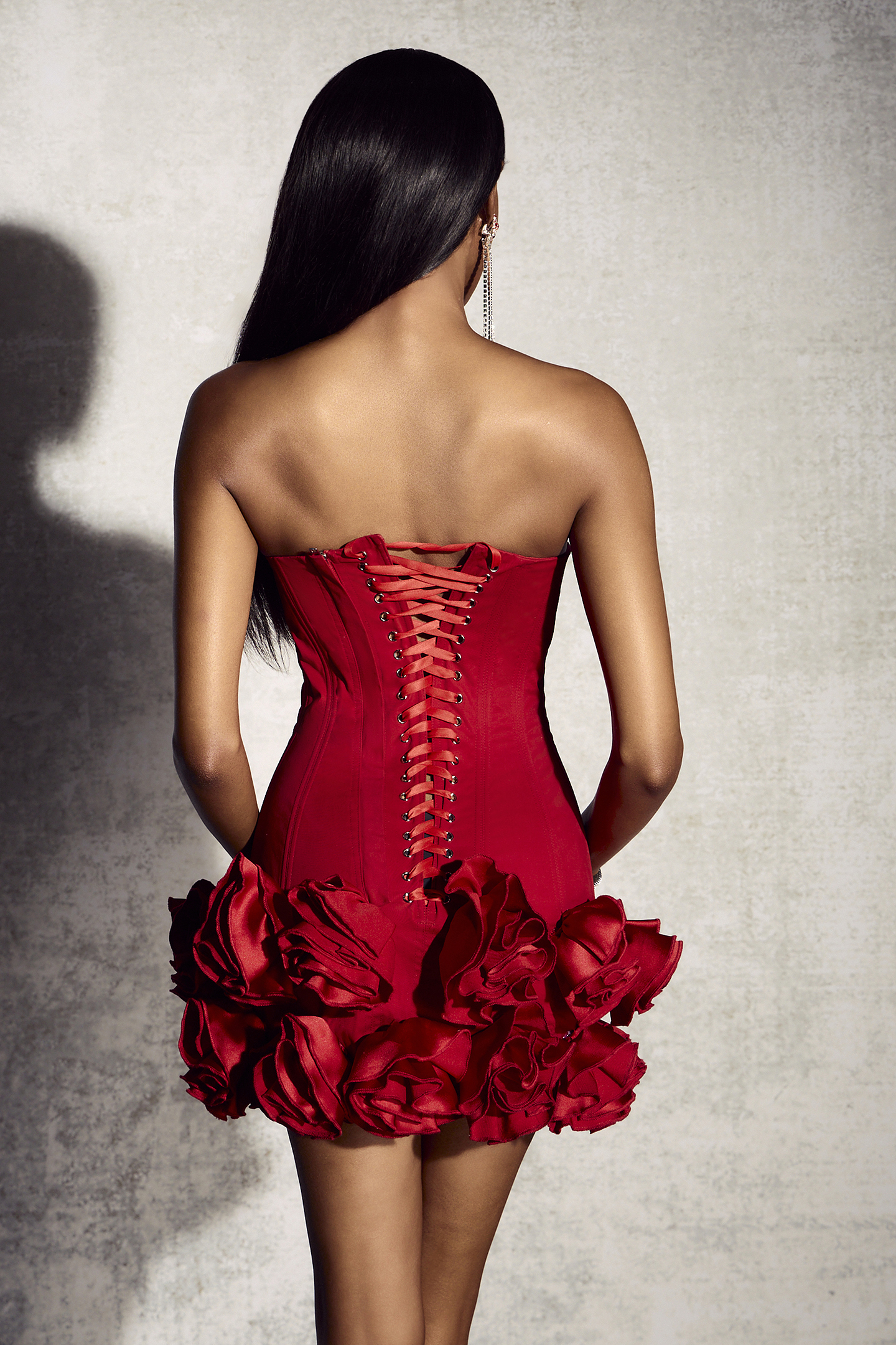 Miranda Strapless Ruffle Mini Dress-purelyfable
