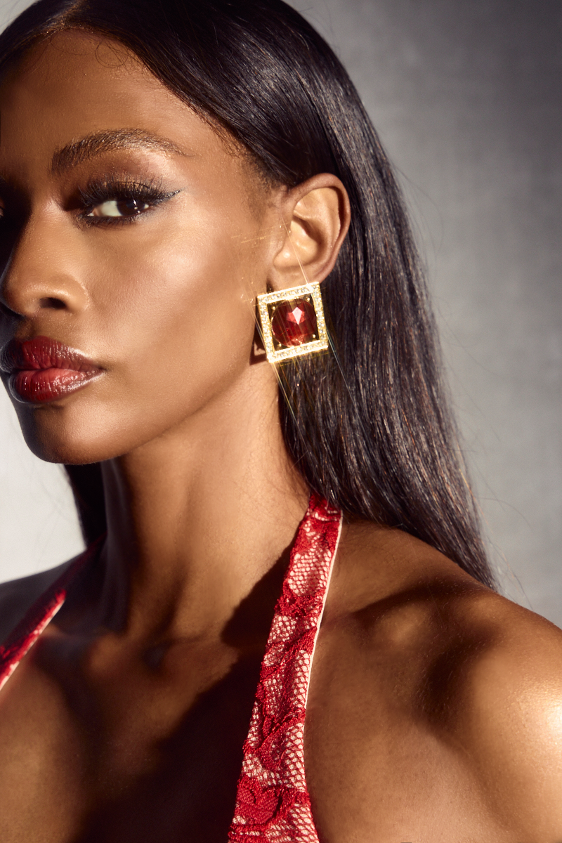 Crystal Square Stud Earrings-purelyfable