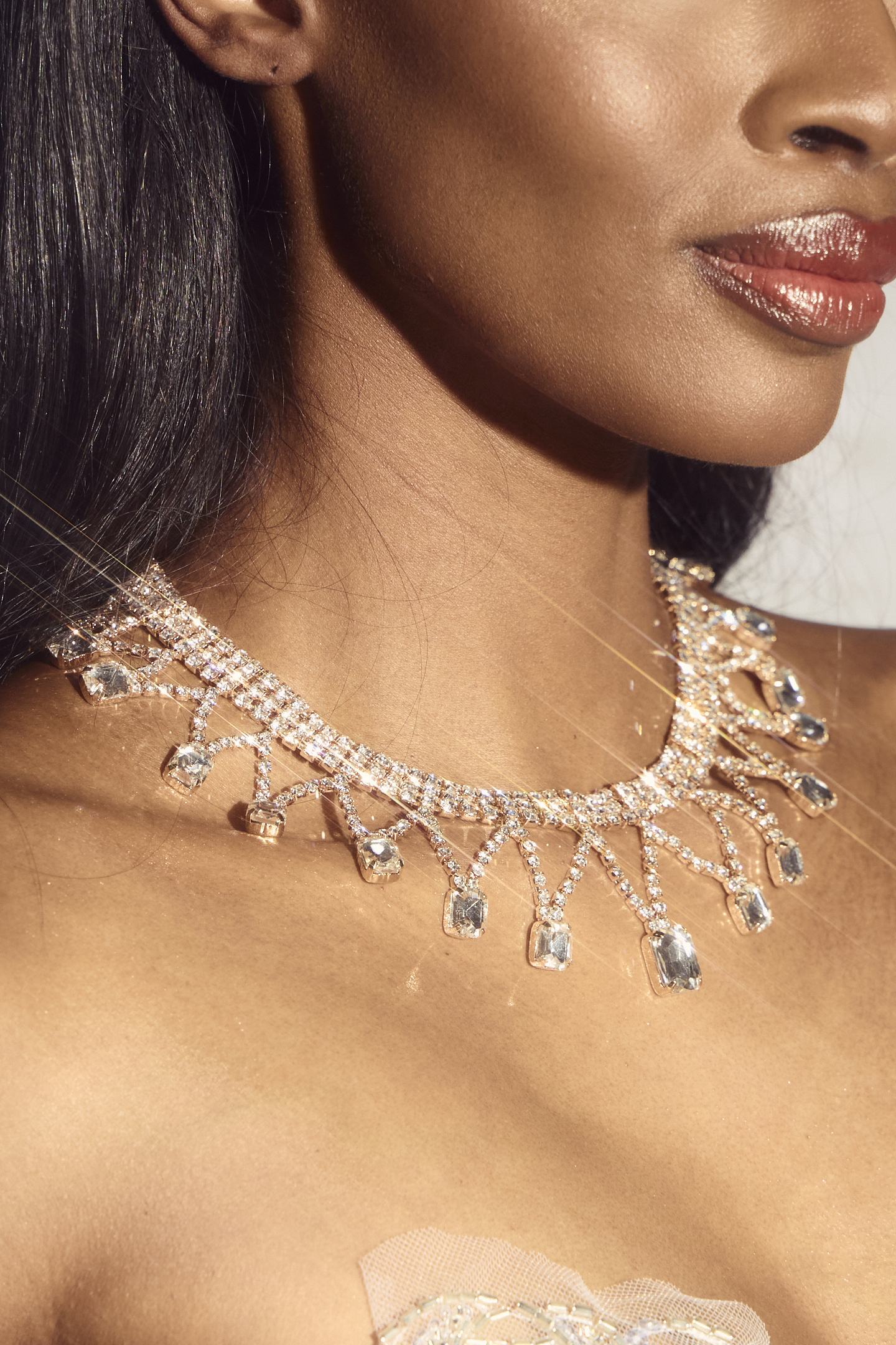 Rhinestone Tassel Necklaces-purelyfable