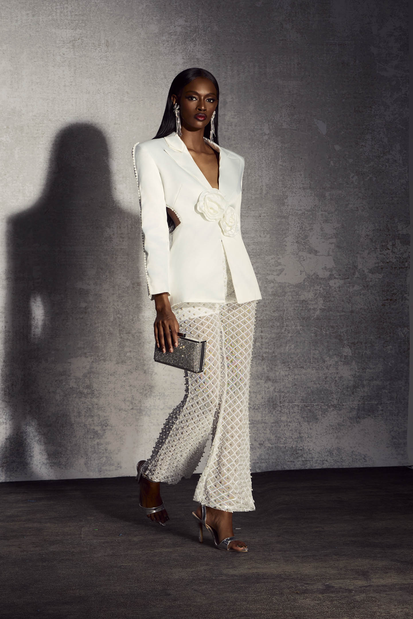 Maureen Pearl Embellished Blazer/Pants-purelyfable