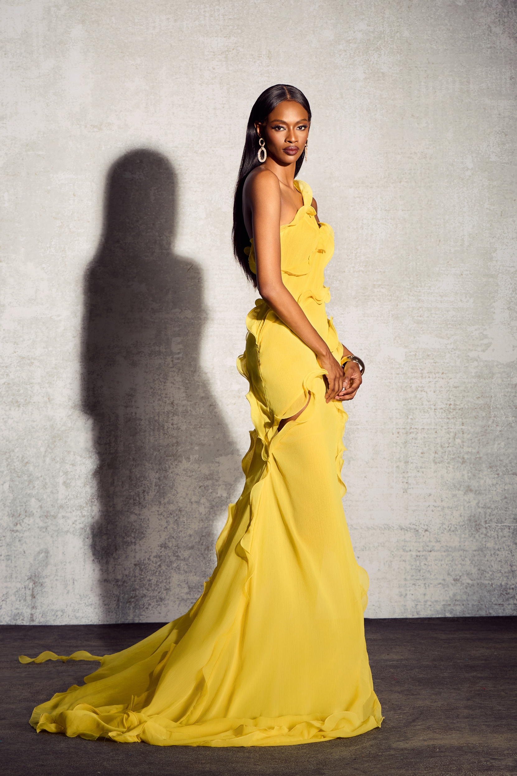 Gloria One Shoulder Ruffle Maxi Chiffon Dress-purelyfable