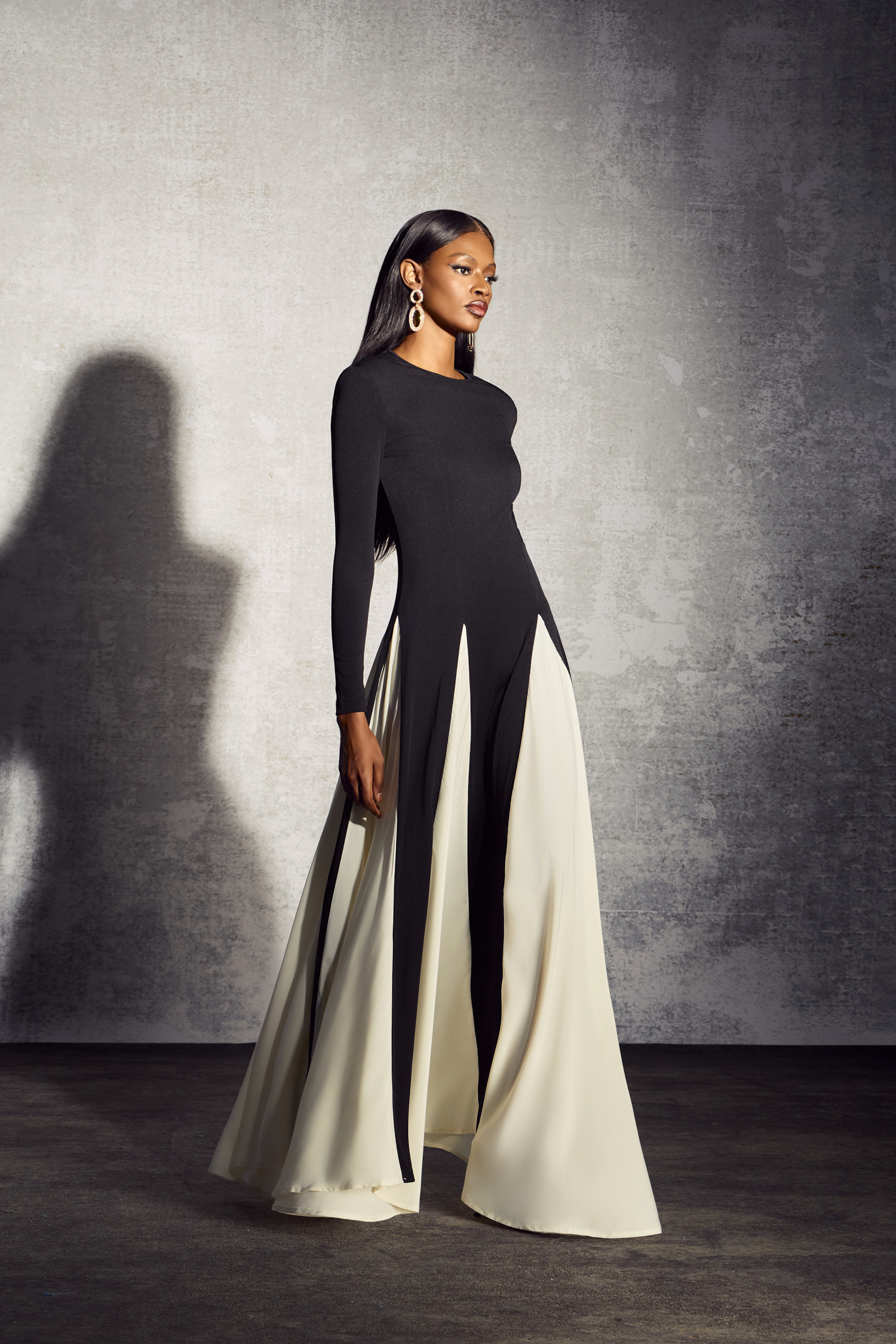 Heloise Color Block Long Sleeve Maxi Dress-purelyfable