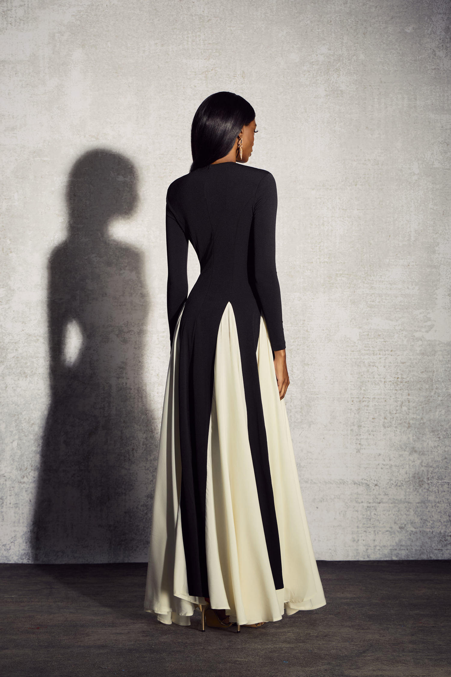 Heloise Color Block Long Sleeve Maxi Dress-purelyfable