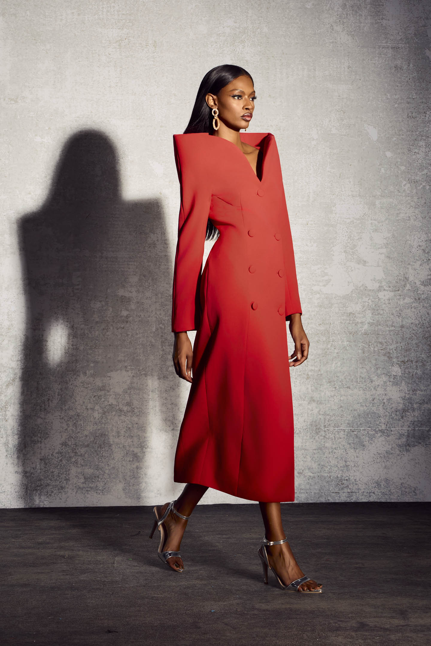 Audrey Sculpted Collared Midi Suit Dress-purelyfable