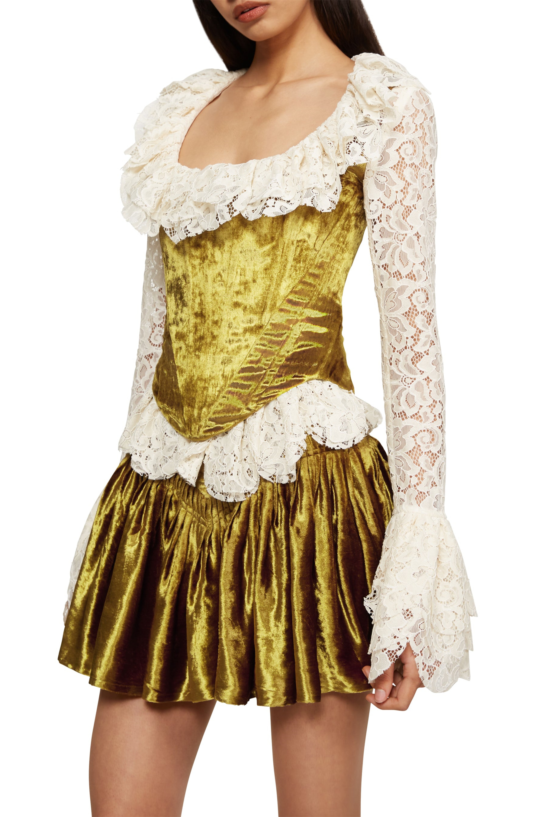 Mona Square Neck Velvet Corset Set-purelyfable