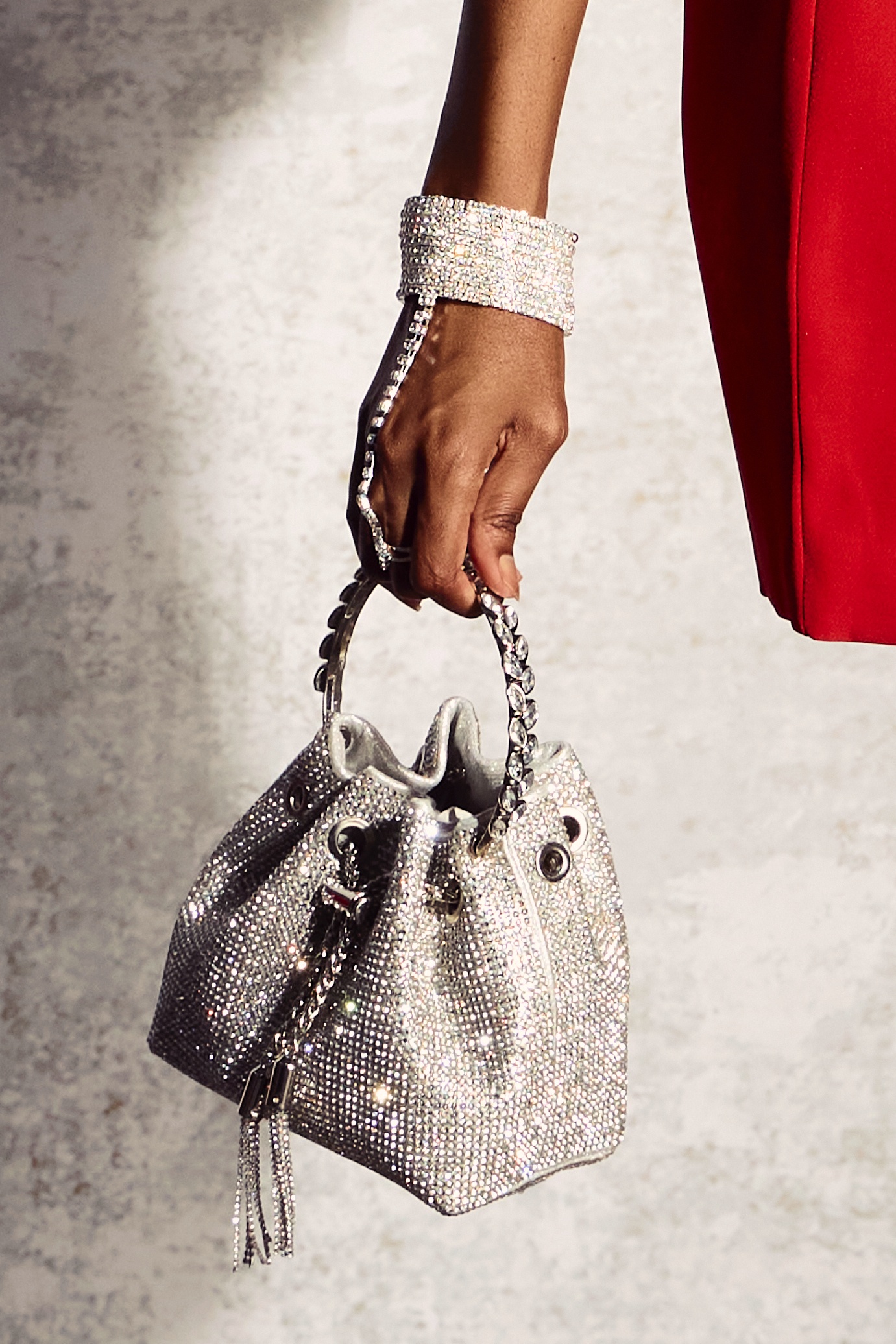 Crystal Embellished Bucket Bag-purelyfable