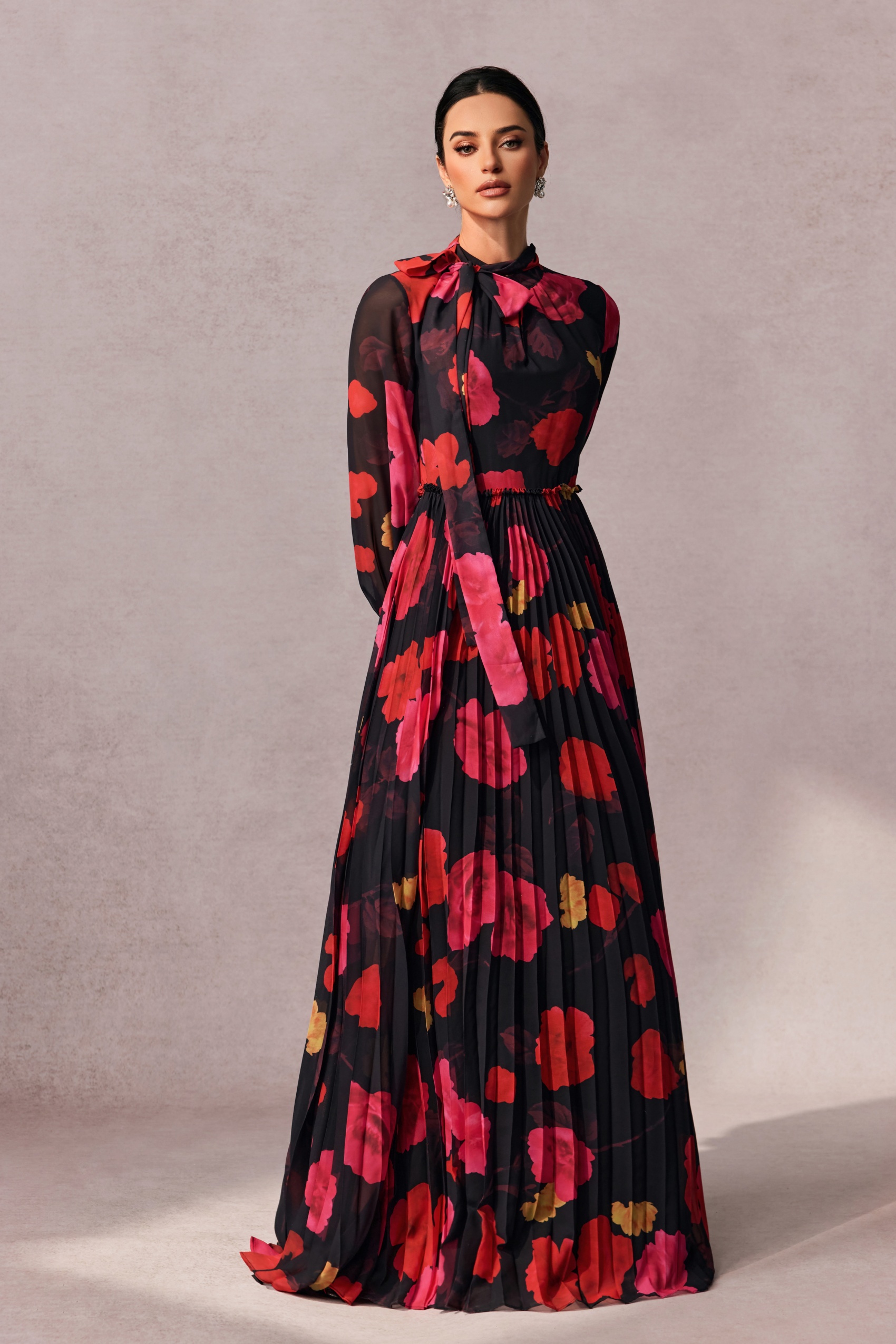 Adela Floral Printed Long Sleeve Maxi Dress-purelyfable