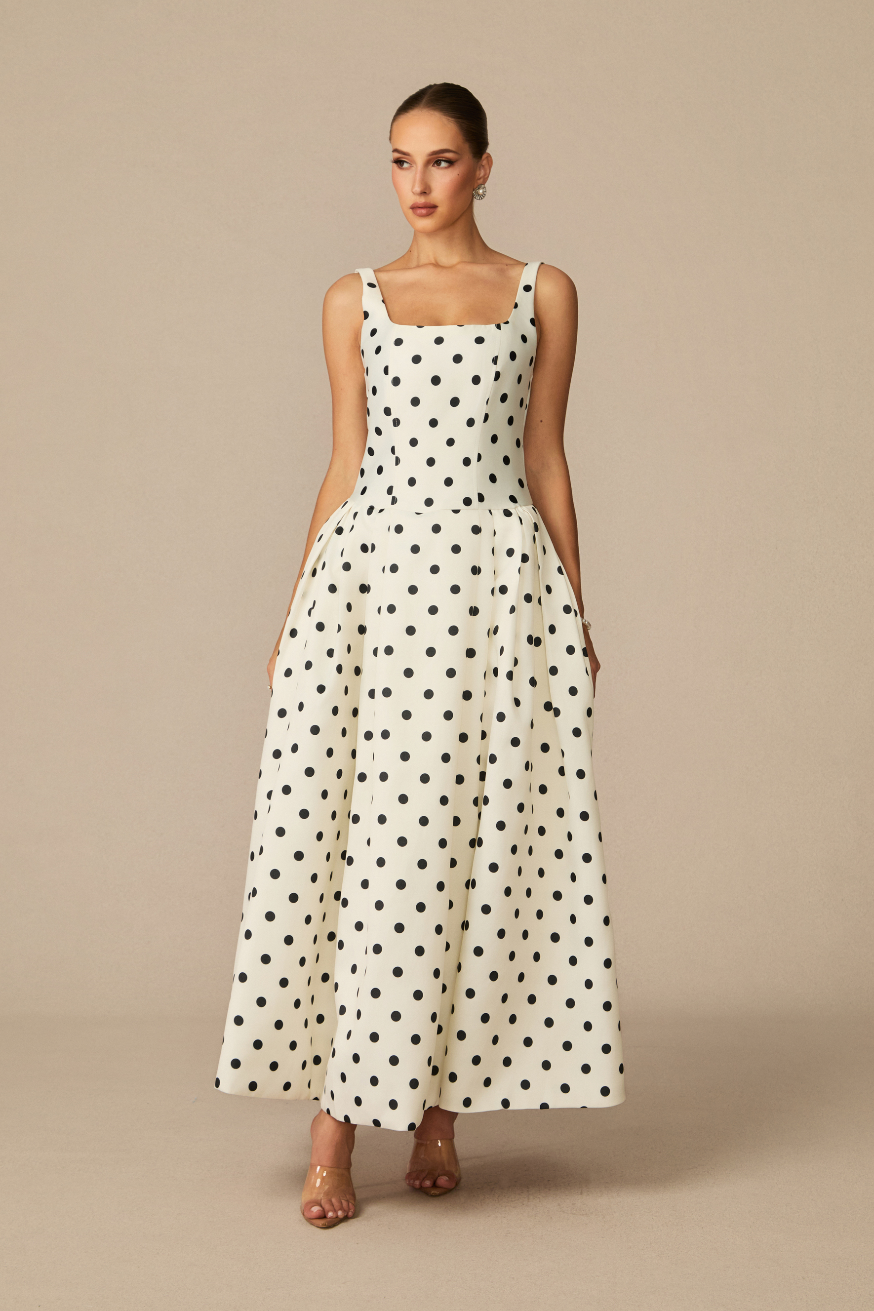 Marvelously Adorable White Polka Dots Maxi Dress-purelyfable