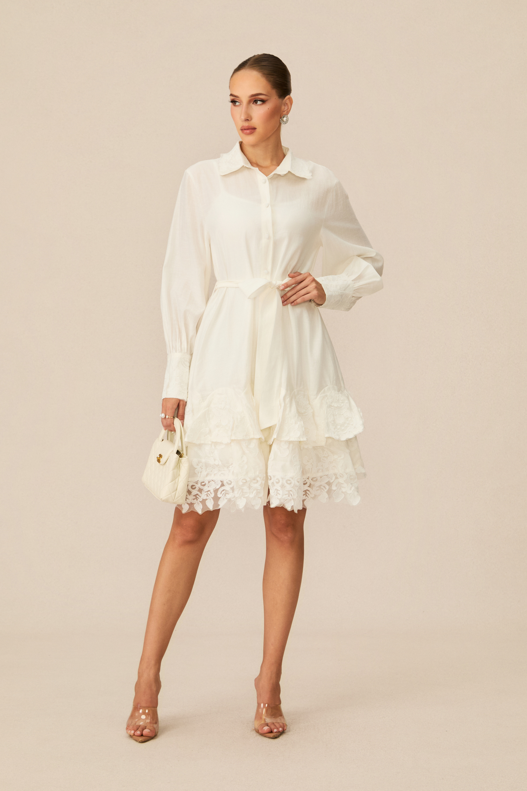 Sweetest Memory White Lace Layered Mini Dress-purelyfable