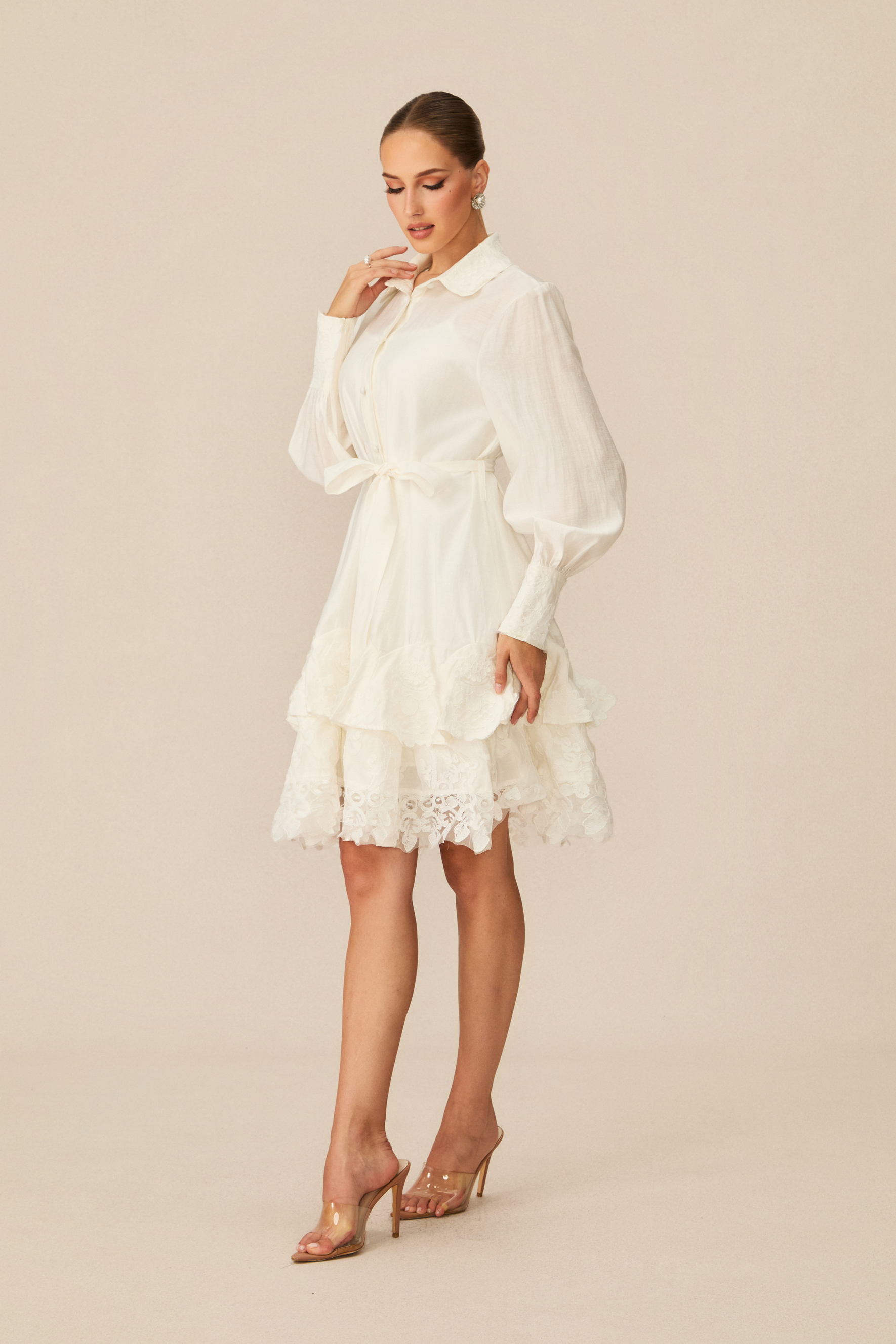 Sweetest Memory White Lace Layered Mini Dress-purelyfable
