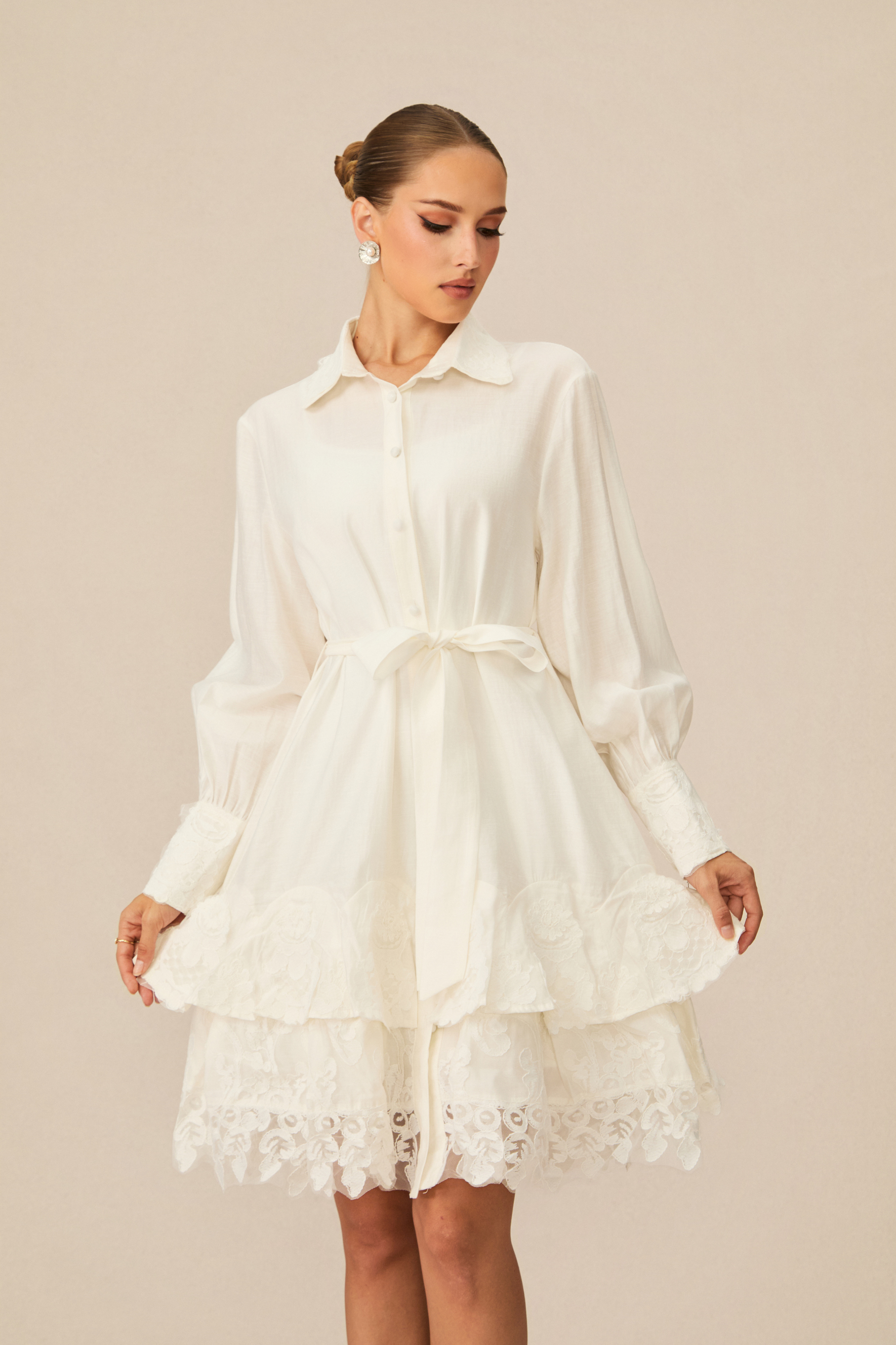 Sweetest Memory White Lace Layered Mini Dress-purelyfable