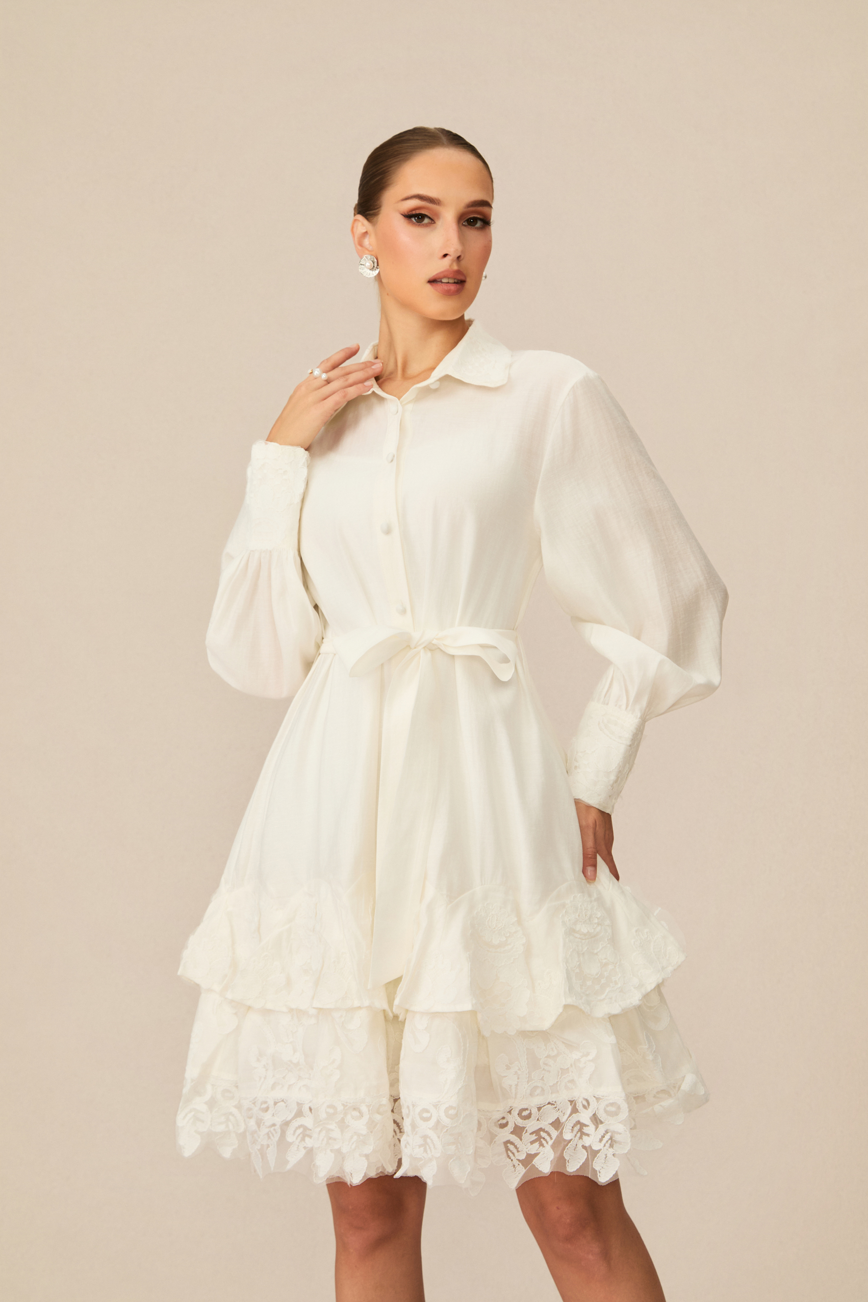 Sweetest Memory White Lace Layered Mini Dress-purelyfable