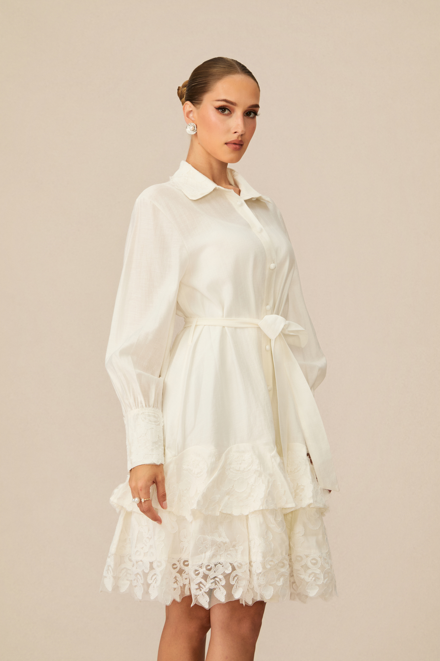 Sweetest Memory White Lace Layered Mini Dress-purelyfable