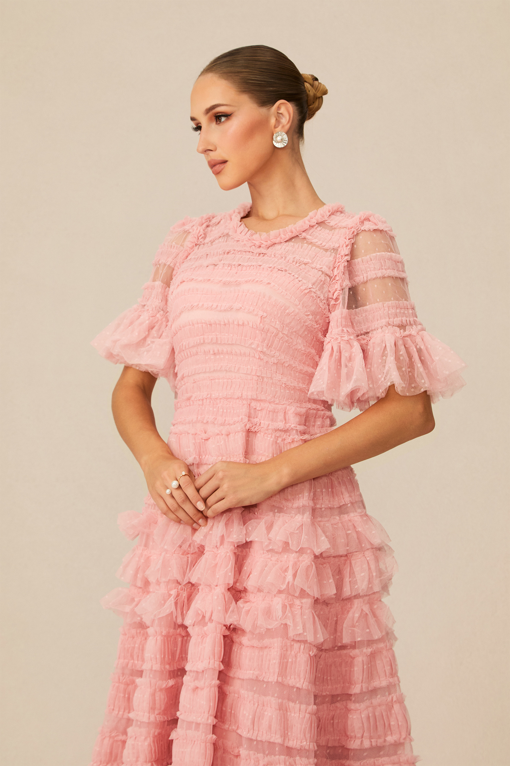 Always For You Pink Layered Ruffle Maxi Dress-purelyfable