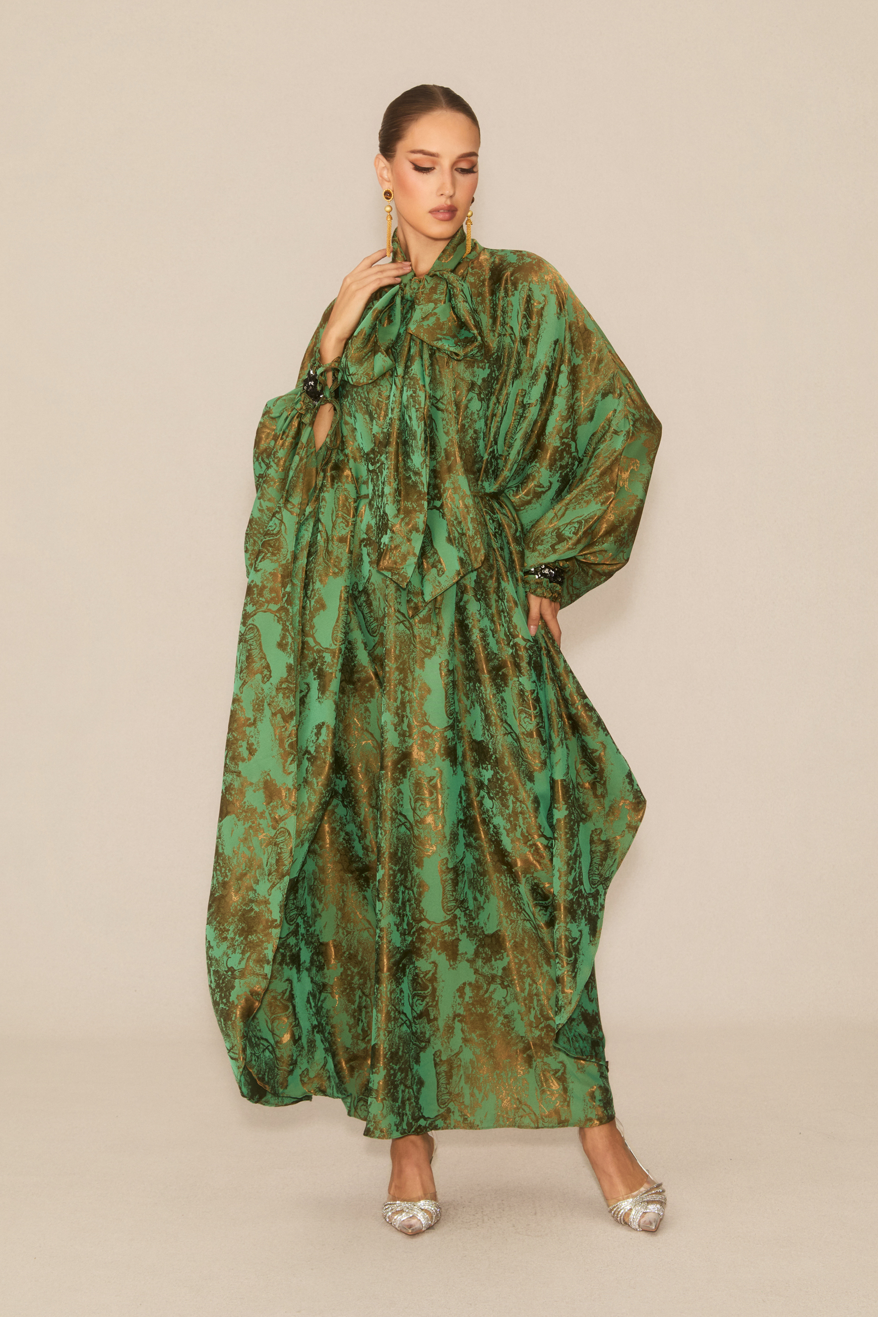 Charming Forest Green Printed Maxi Dress-purelyfable