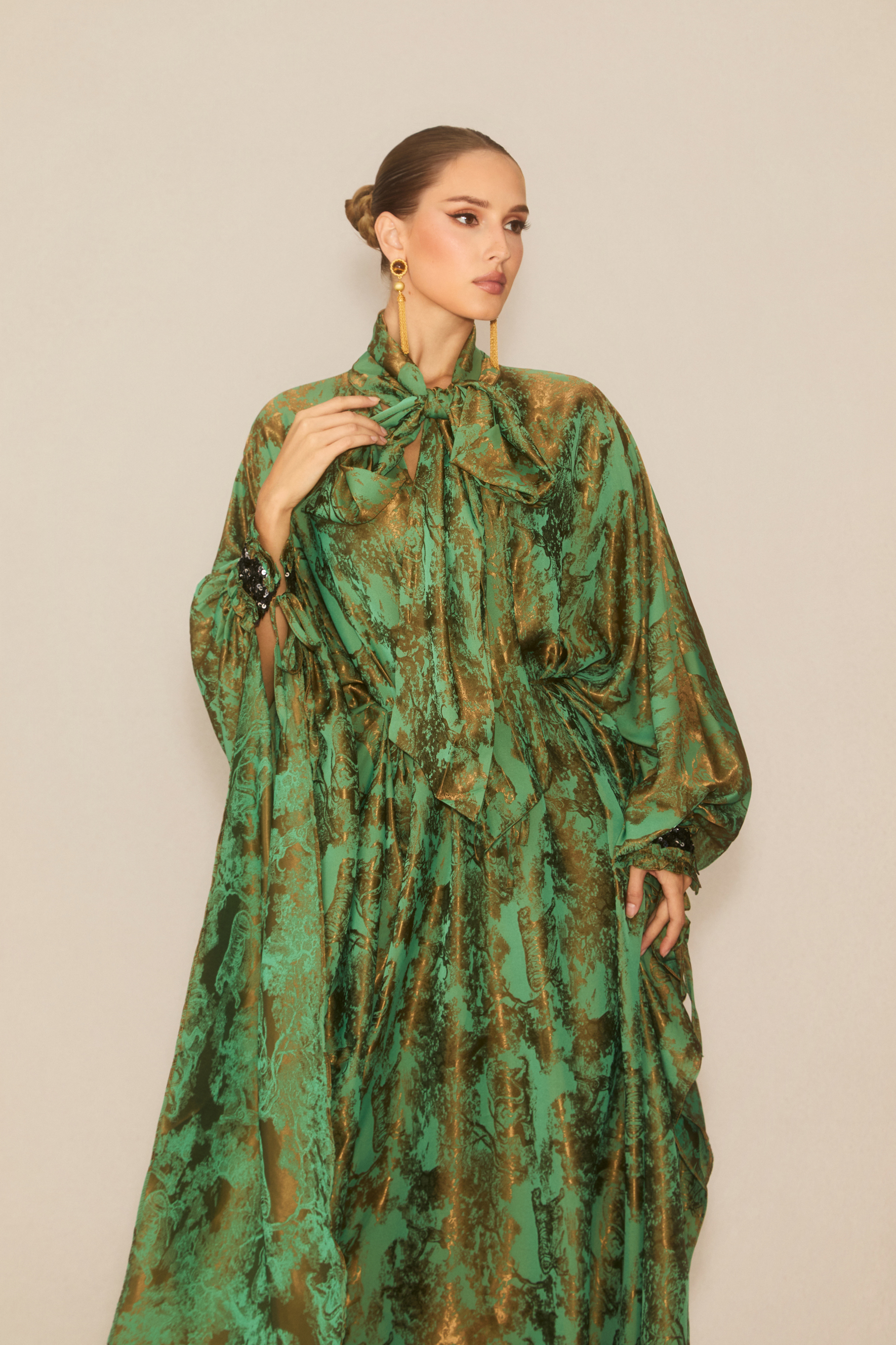 Charming Forest Green Printed Maxi Dress-purelyfable
