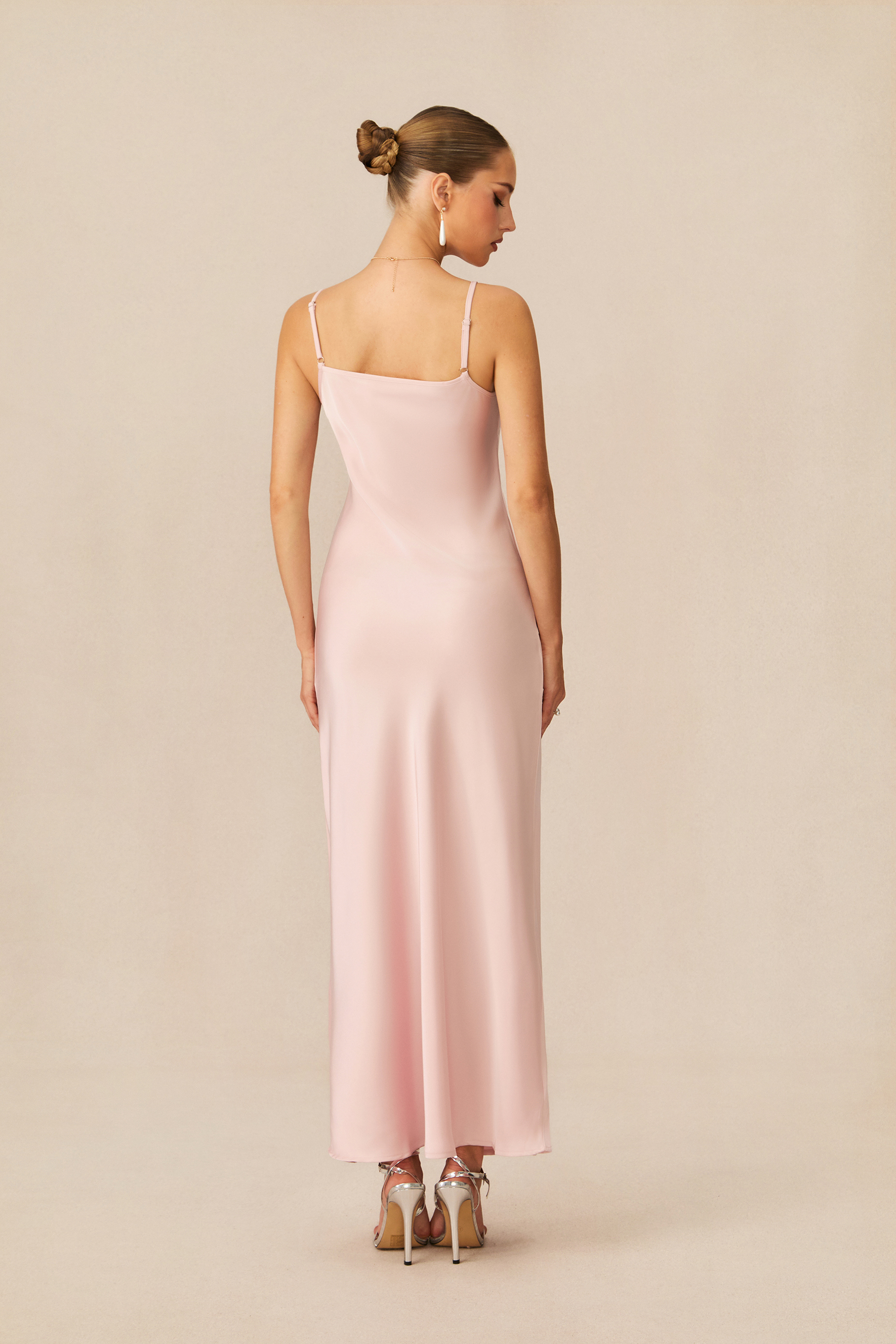 Immaculate Love Pink Feather Trim Cape & Maxi Dress Set-purelyfable