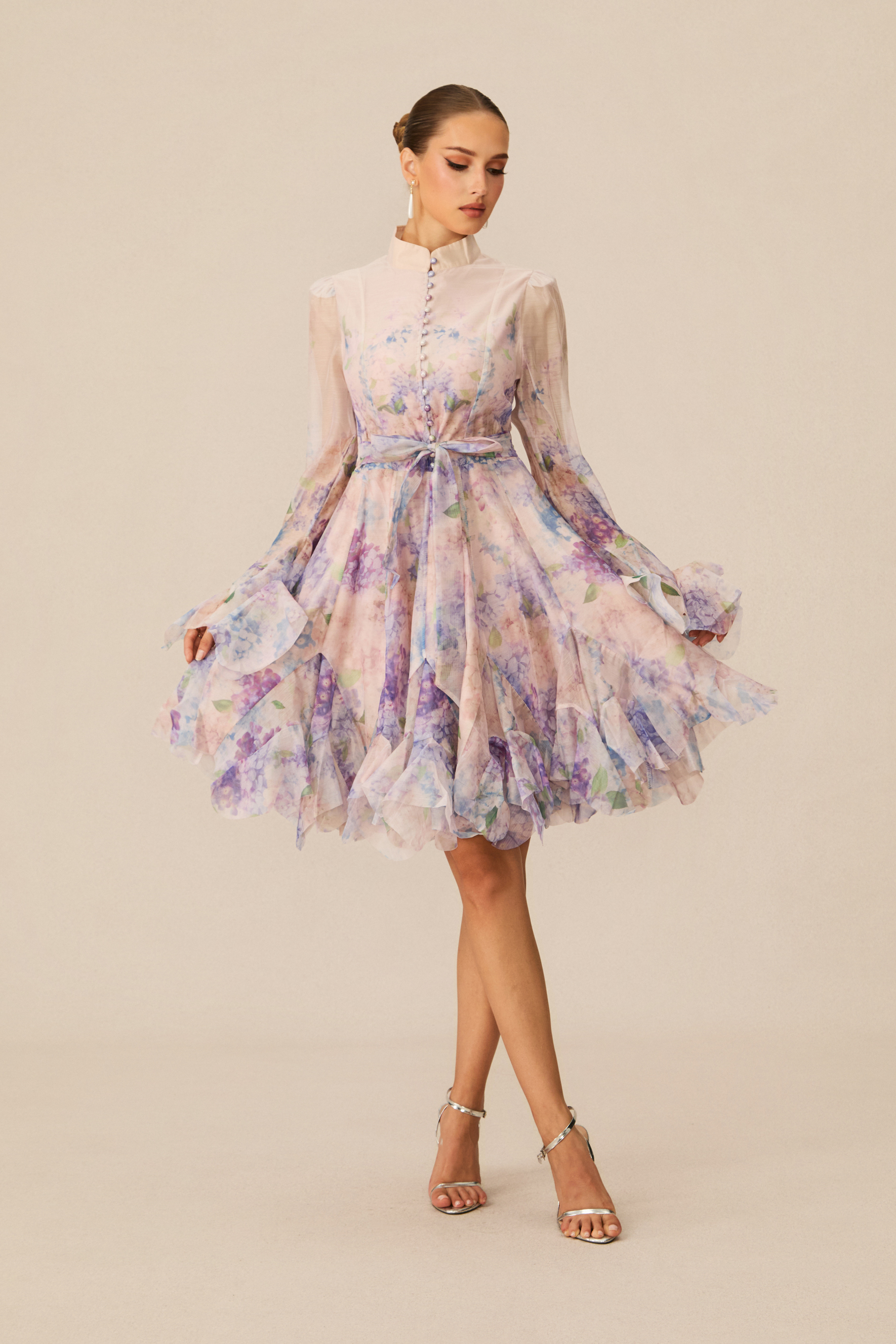 Lana Floral Print Flared Mini Dress-purelyfable