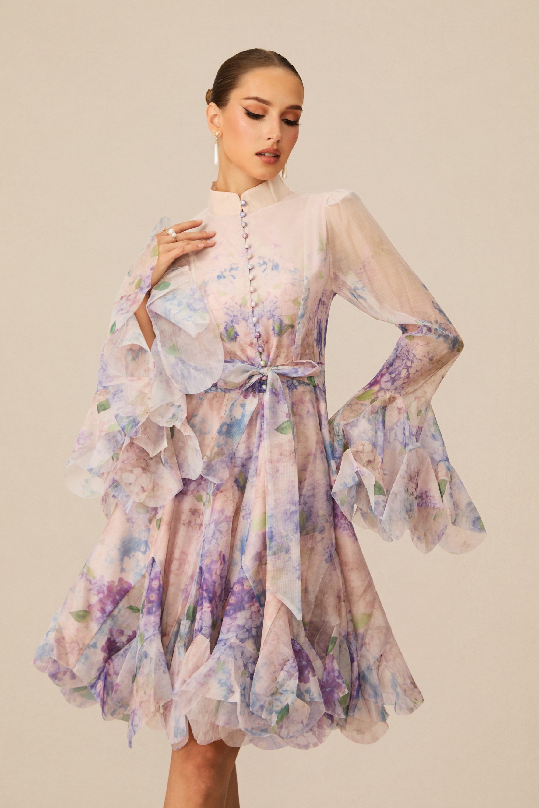 Lana Floral Print Flared Mini Dress-purelyfable