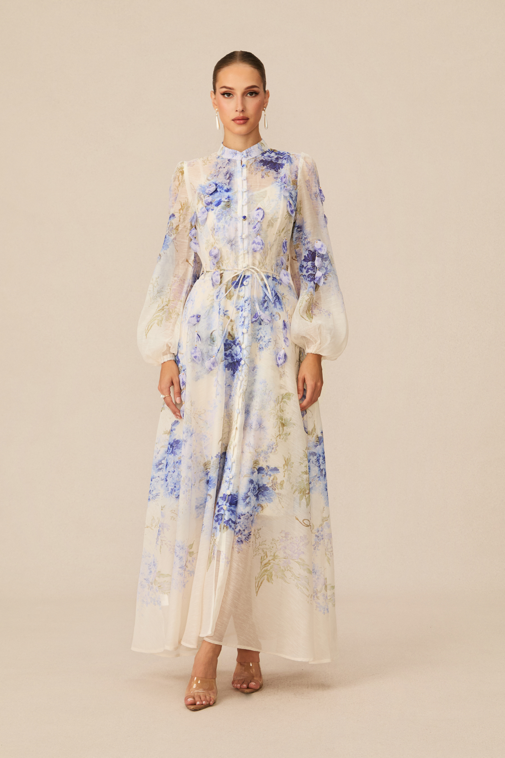 Moment of Beauty Blue Floral Print Maxi Dress-purelyfable