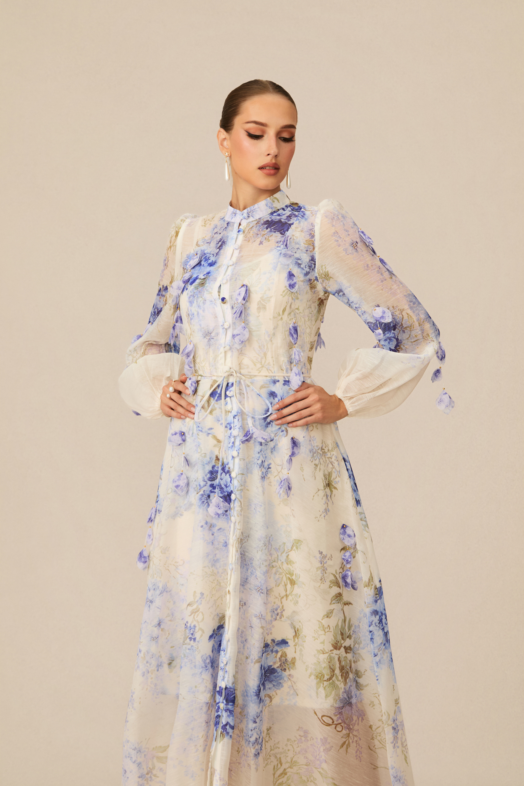 Moment of Beauty Blue Floral Print Maxi Dress-purelyfable