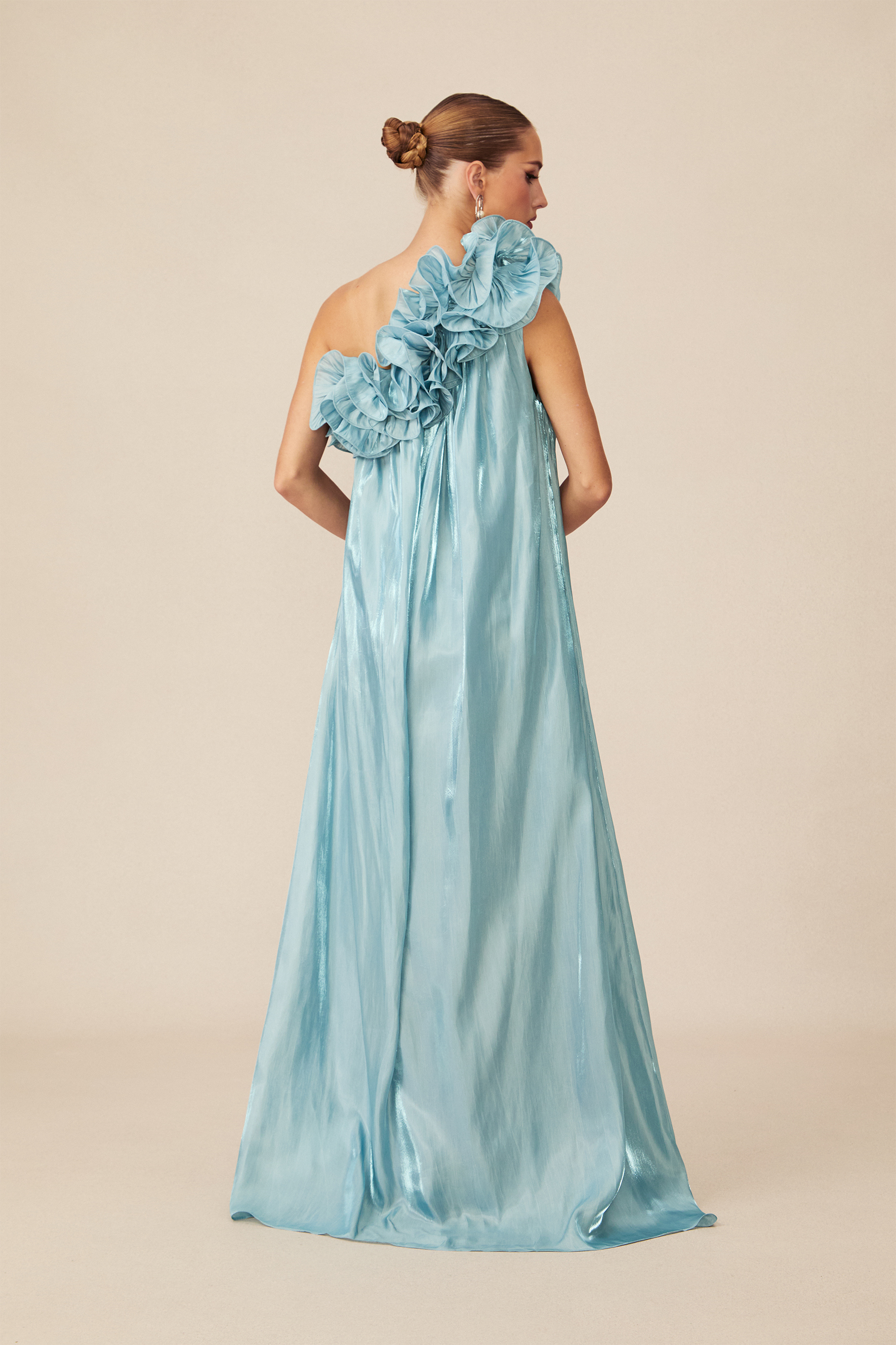 Hedda One-shoulder Floral Maxi Dress in Blue-purelyfable