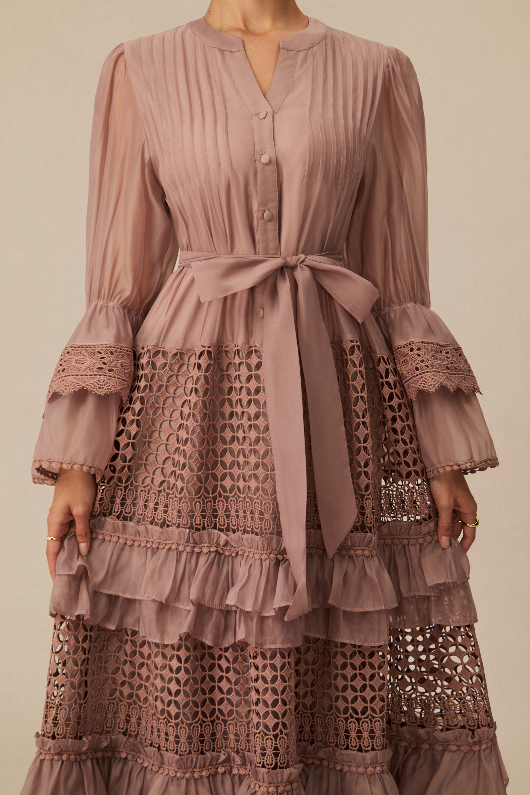 Heavenly Energy Pink Tiered Ruffle Maxi Dress-purelyfable