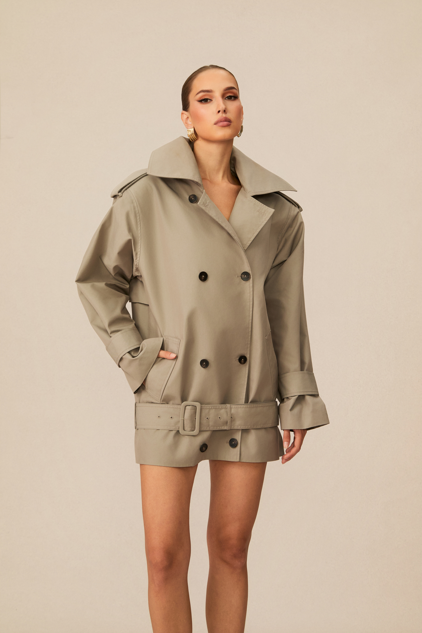 Frida Double Breasted Belted Trench Jacket-purelyfable