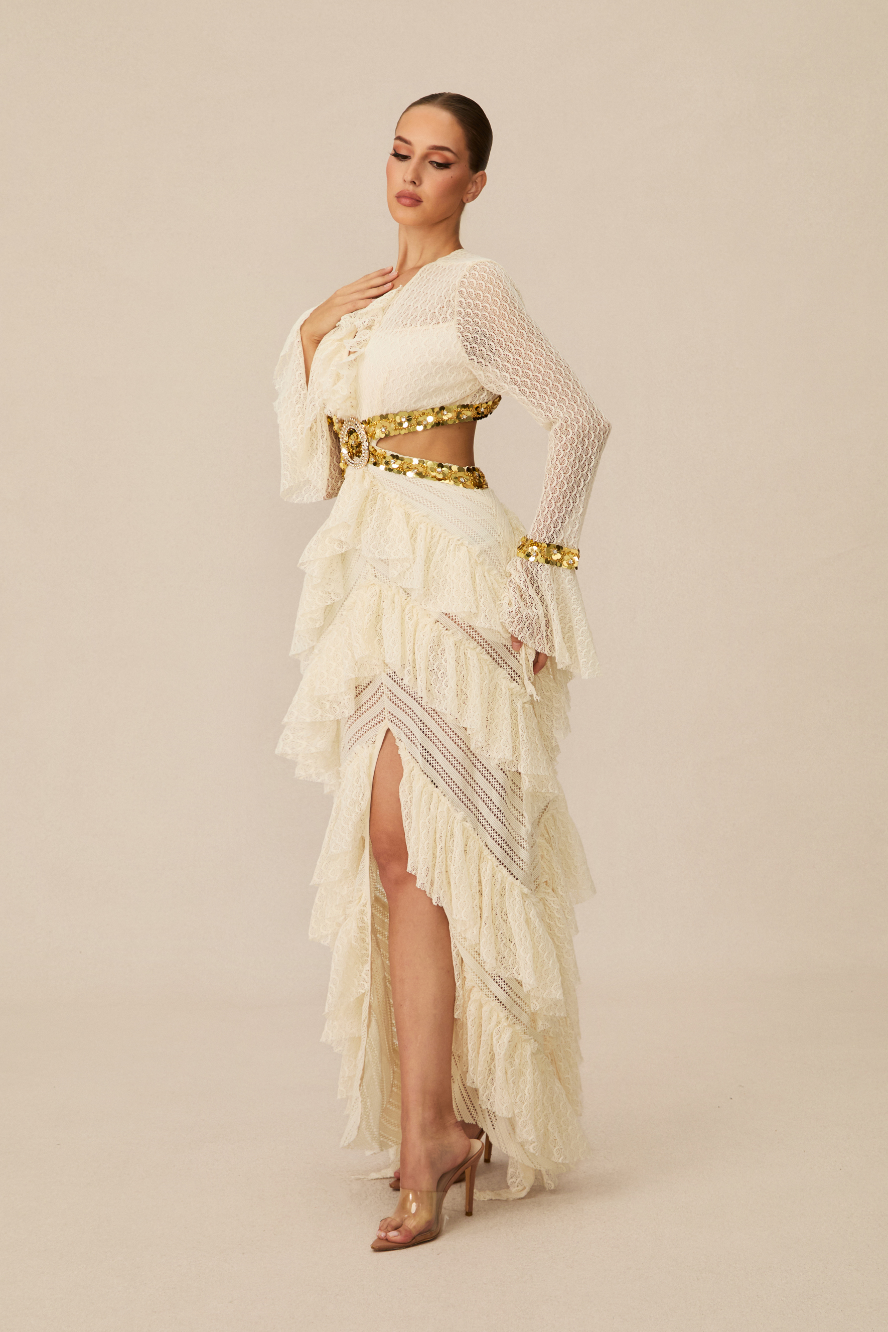 Loretta Cutout Tiered Lace Maxi Dress-purelyfable