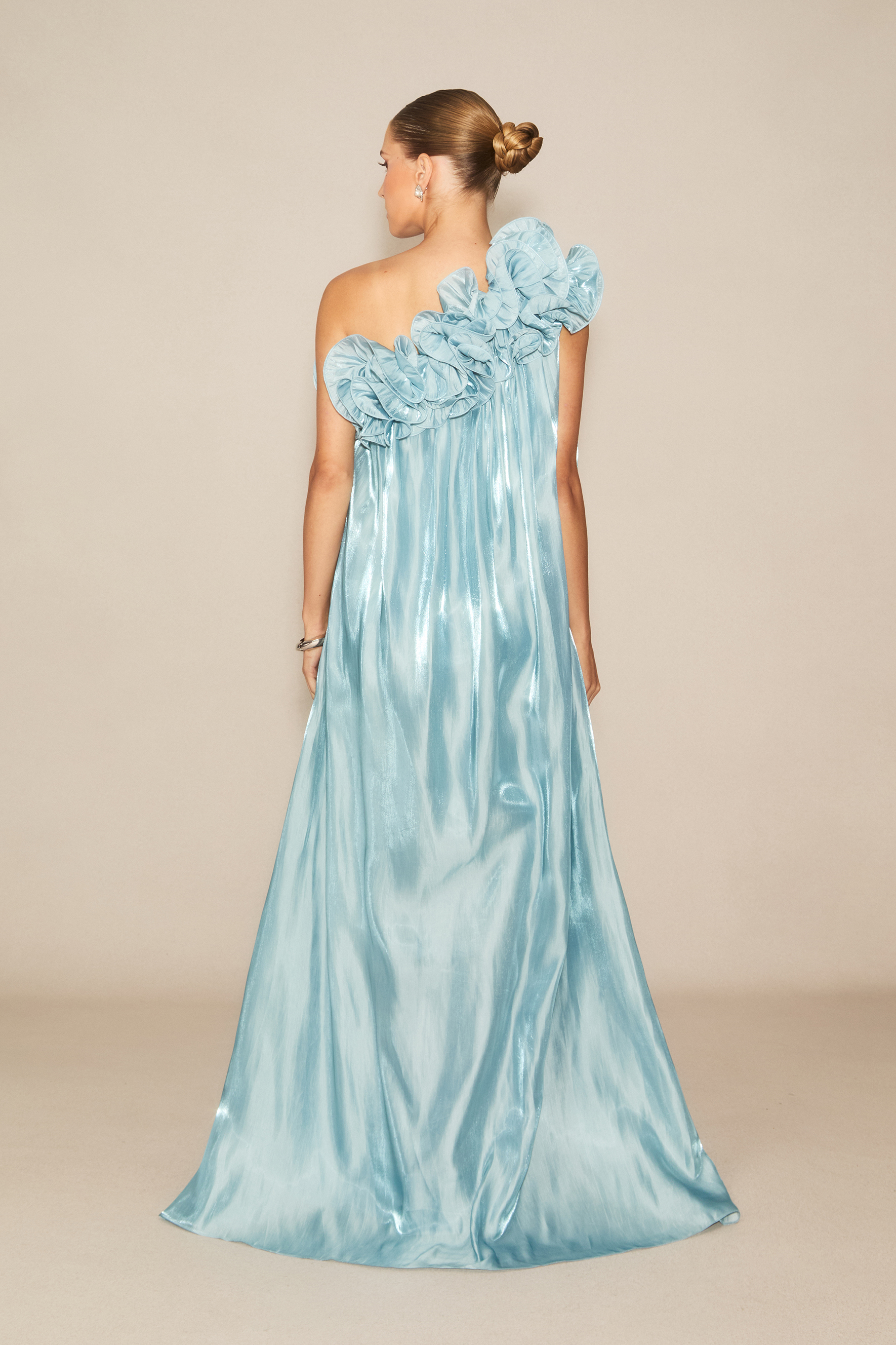 Hedda One-shoulder Floral Maxi Dress in Blue-purelyfable