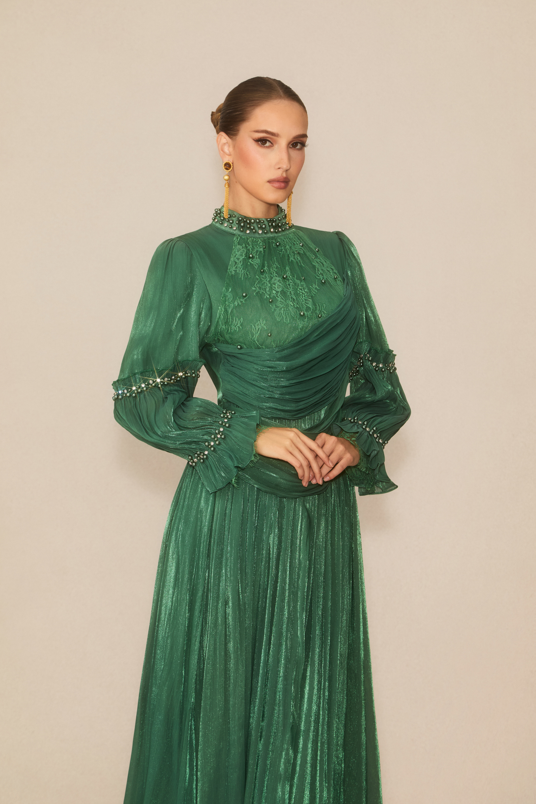 Aurelia Beaded Trim Long Sleeve Maxi Dress-purelyfable