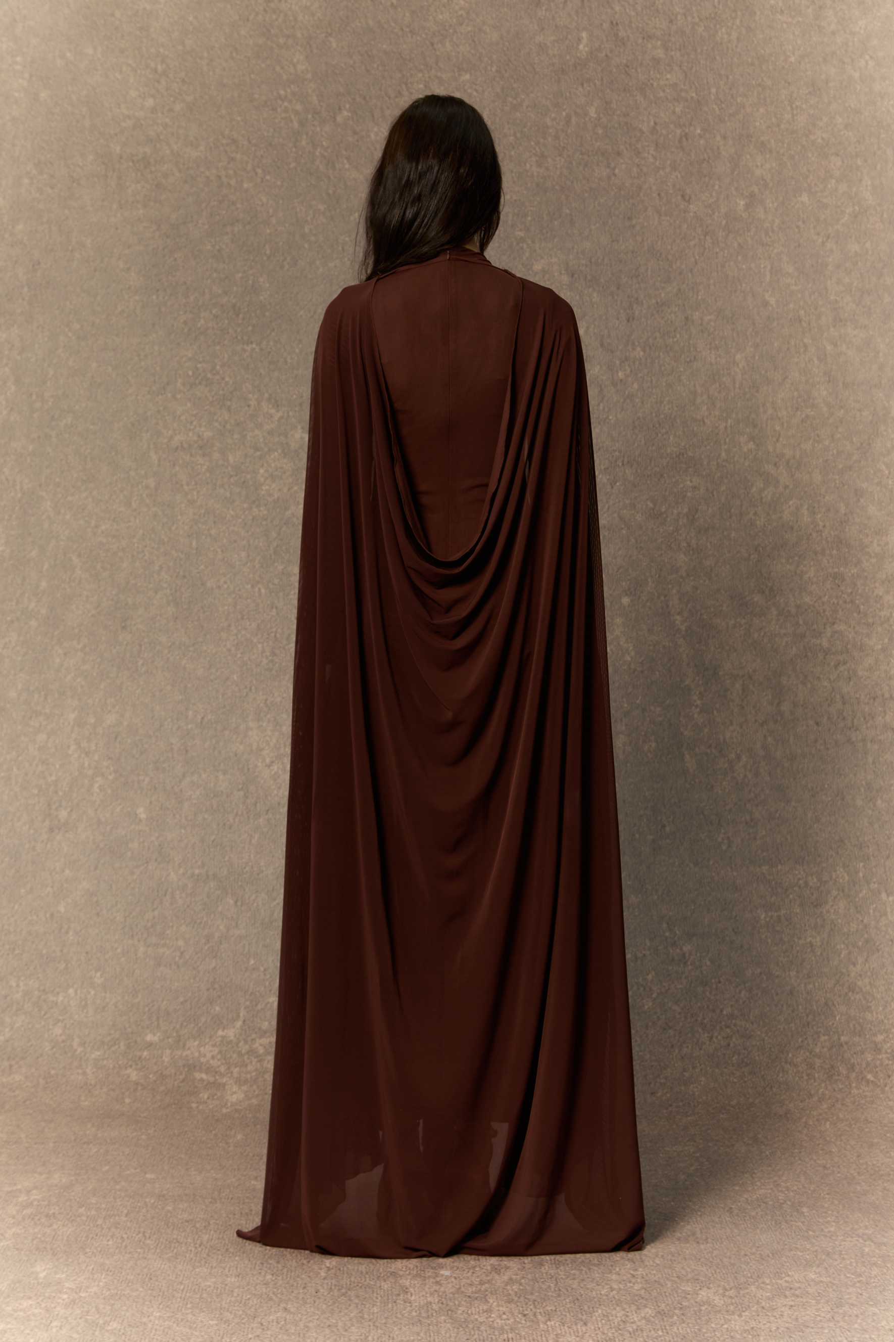 Alexis Long Sleeve Draped Cape Maxi Dress-purelyfable