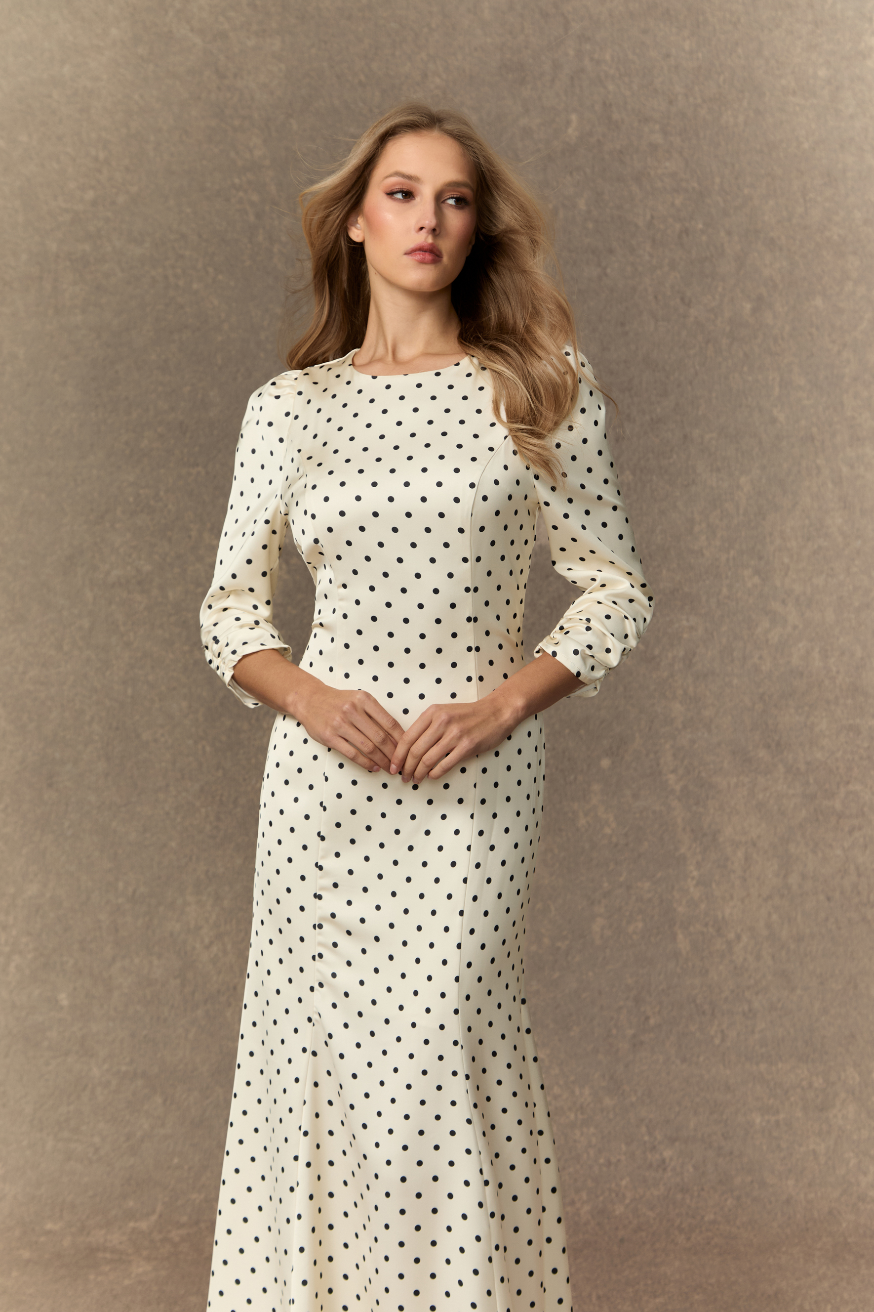 Vintage Chic White Polka Dot Back Cutout Maxi Dress-purelyfable